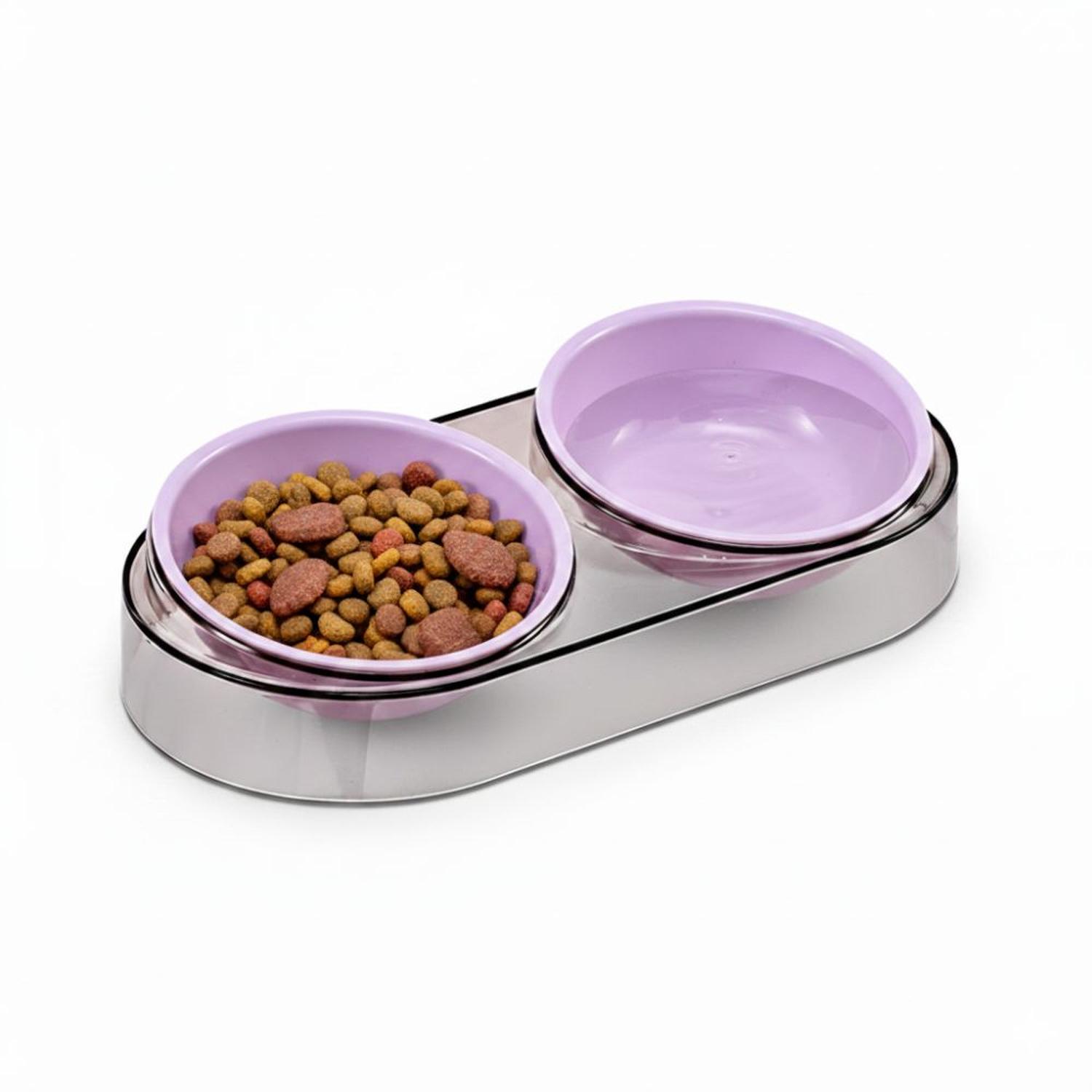 PLATO COMEDERO BEBEDERO DOBLE CUENCO MODERNO PARA MASCOTAS PERROS Y GATOS TAMAÑO M - 5