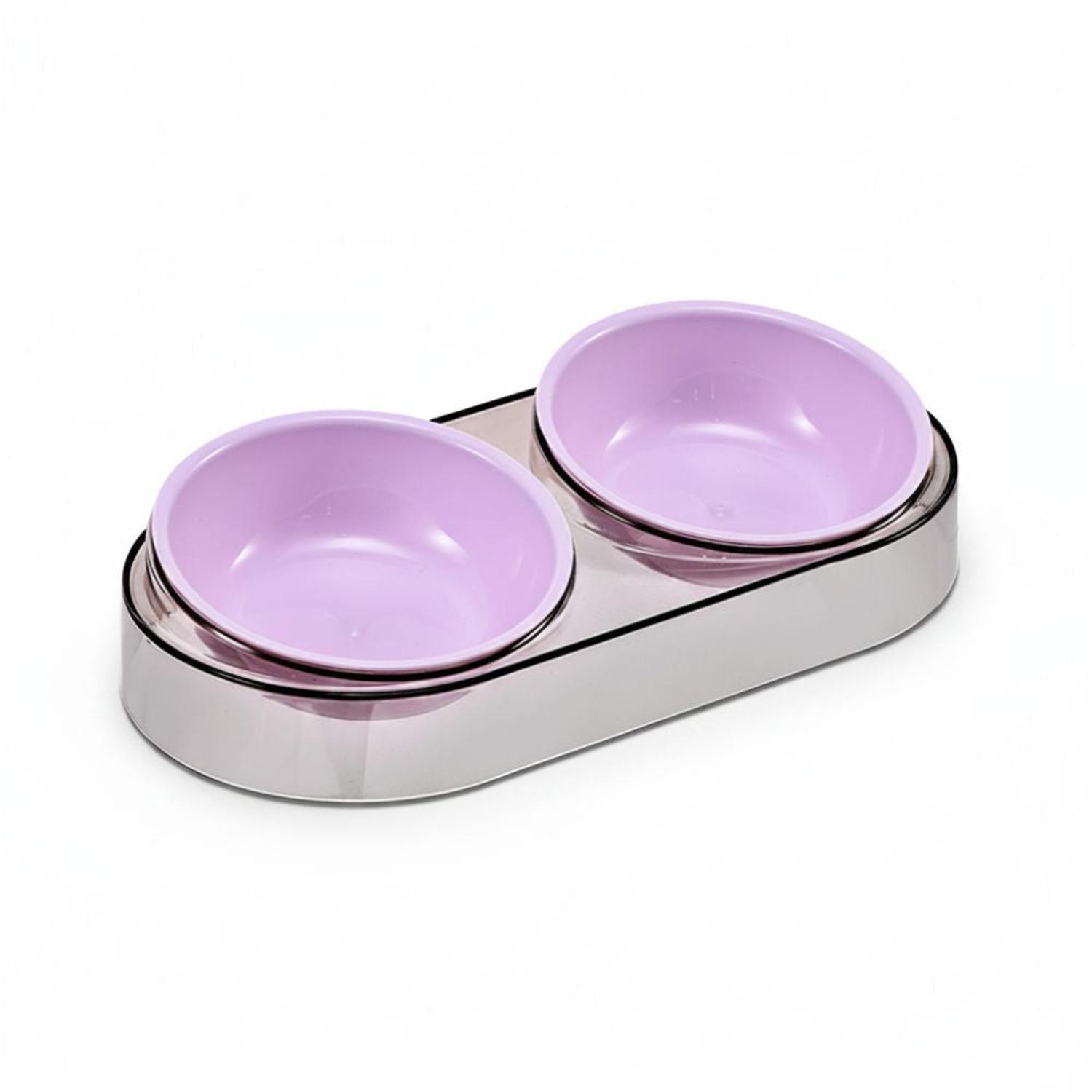 PLATO COMEDERO BEBEDERO DOBLE CUENCO MODERNO PARA MASCOTAS PERROS Y GATOS TAMAÑO M - 6