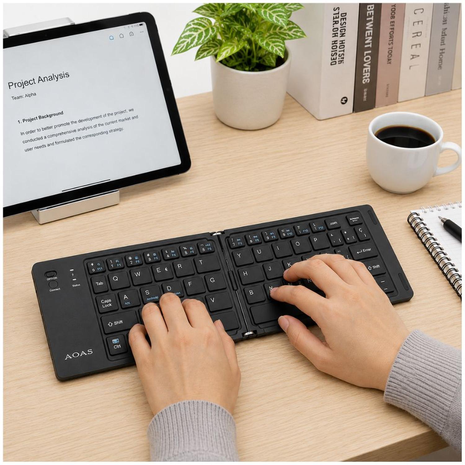 TECLADO BLUETOOTH AOAS A-1007 PLEGABLE ULTRA FINO PARA PC LAPTOP TABLET CELULAR - 7
