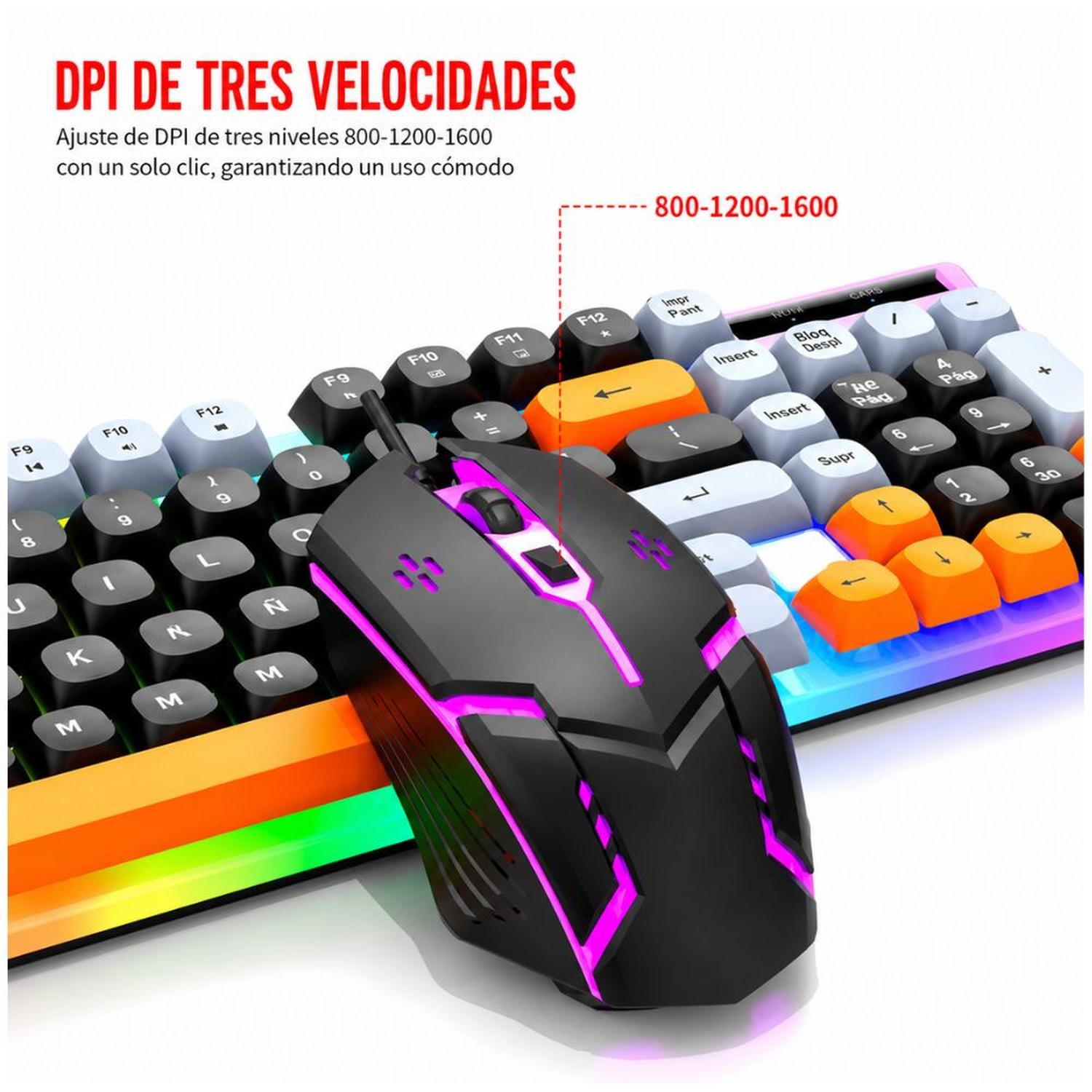 KIT TECLADO Y MOUSE RGB COMBO GAMER BLANCO RAIKU T28 2 EN 1 PARA PC LAPTOP - 7