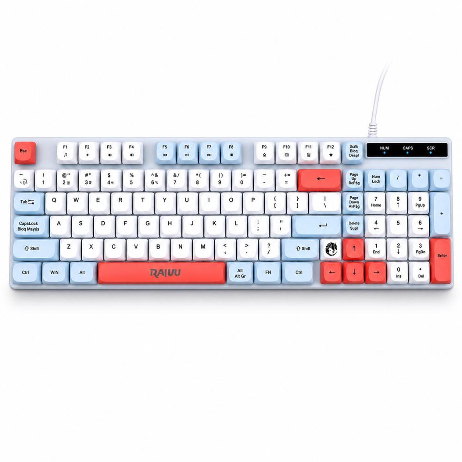 KIT TECLADO Y MOUSE RGB COMBO GAMER BLANCO RAIKU T28 2 EN 1 PARA PC LAPTOP - 9
