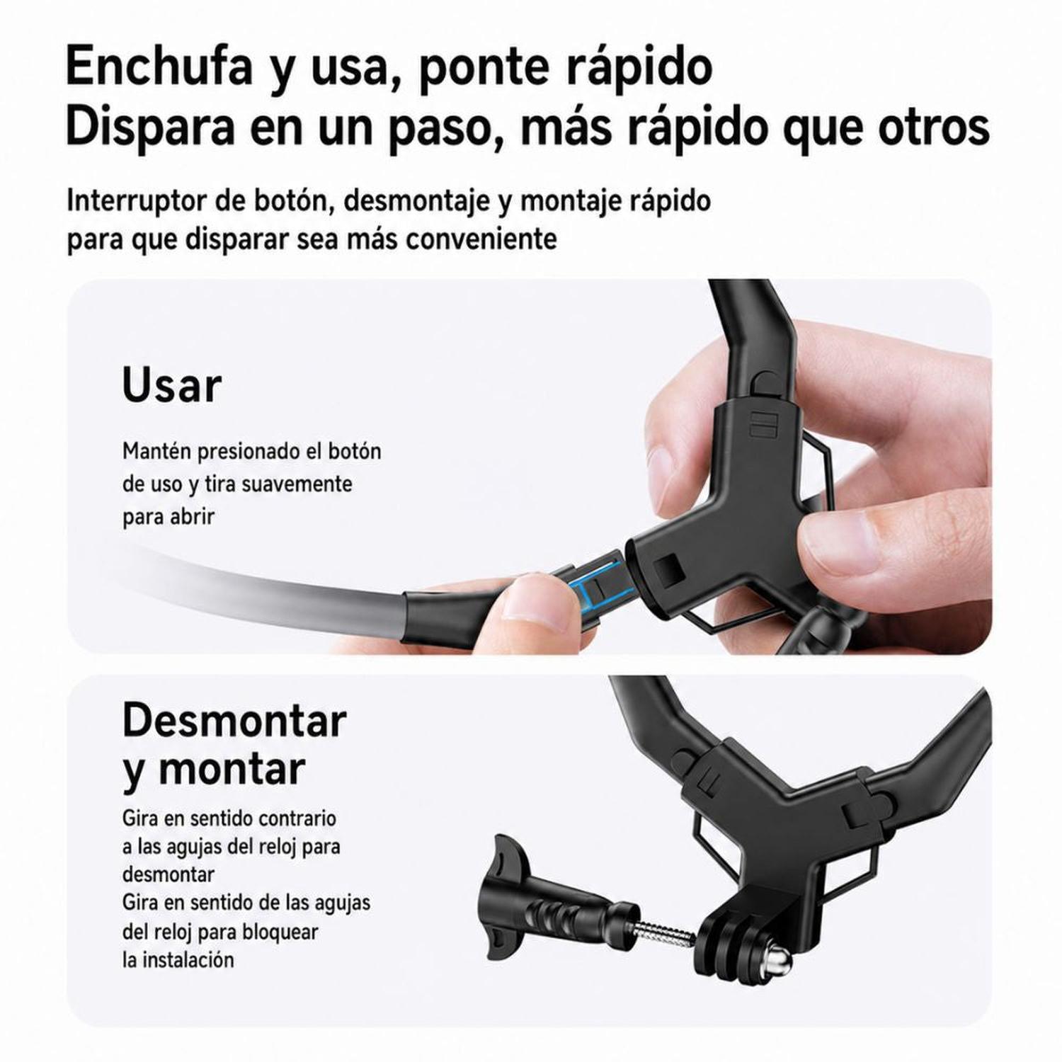 SOPORTE FLEXIBLE PLEGABLE DE CUELLO PARA CÁMARA DE ACCIÓN AJUSTE MULTIÁNGULO - 5