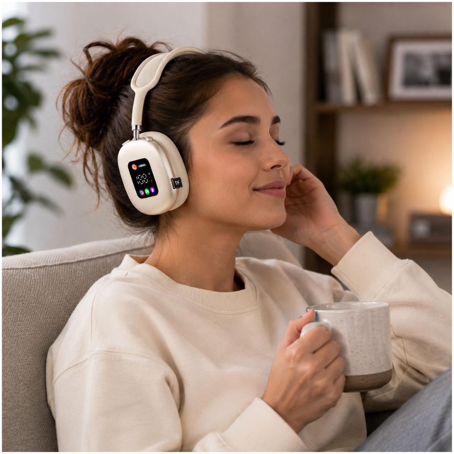 AUDÍFONOS INALÁMBRICOS BLUETOOTH AKZ MAX500 PANTALLA DIGITAL VINCHA AJUSTABLE TAMAÑO M - 2