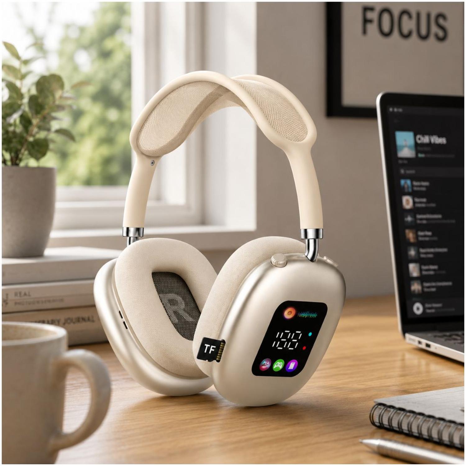 AUDÍFONOS INALÁMBRICOS BLUETOOTH AKZ MAX500 PANTALLA DIGITAL VINCHA AJUSTABLE TAMAÑO M - 4