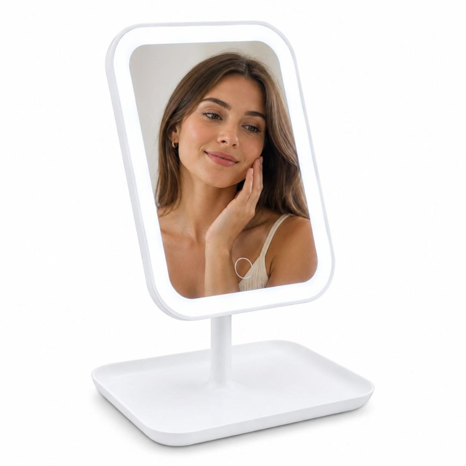 ESPEJO LED RECARGABLE 3 TONOS DE ILUMINACIÓN CONTROL TÁCTIL ÁNGULO AJUSTABLE - 5