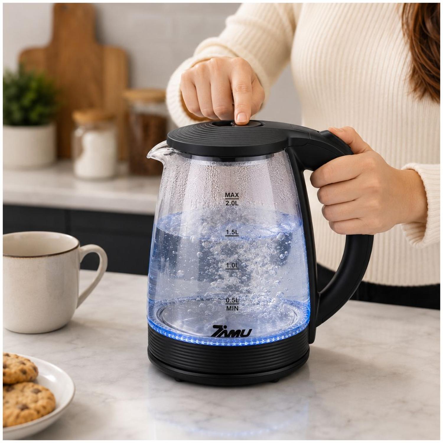 HERVIDOR DE VIDRIO ELÉCTRICO DE 2 LITROS 1500W R7218 CON BASE 360° - 4