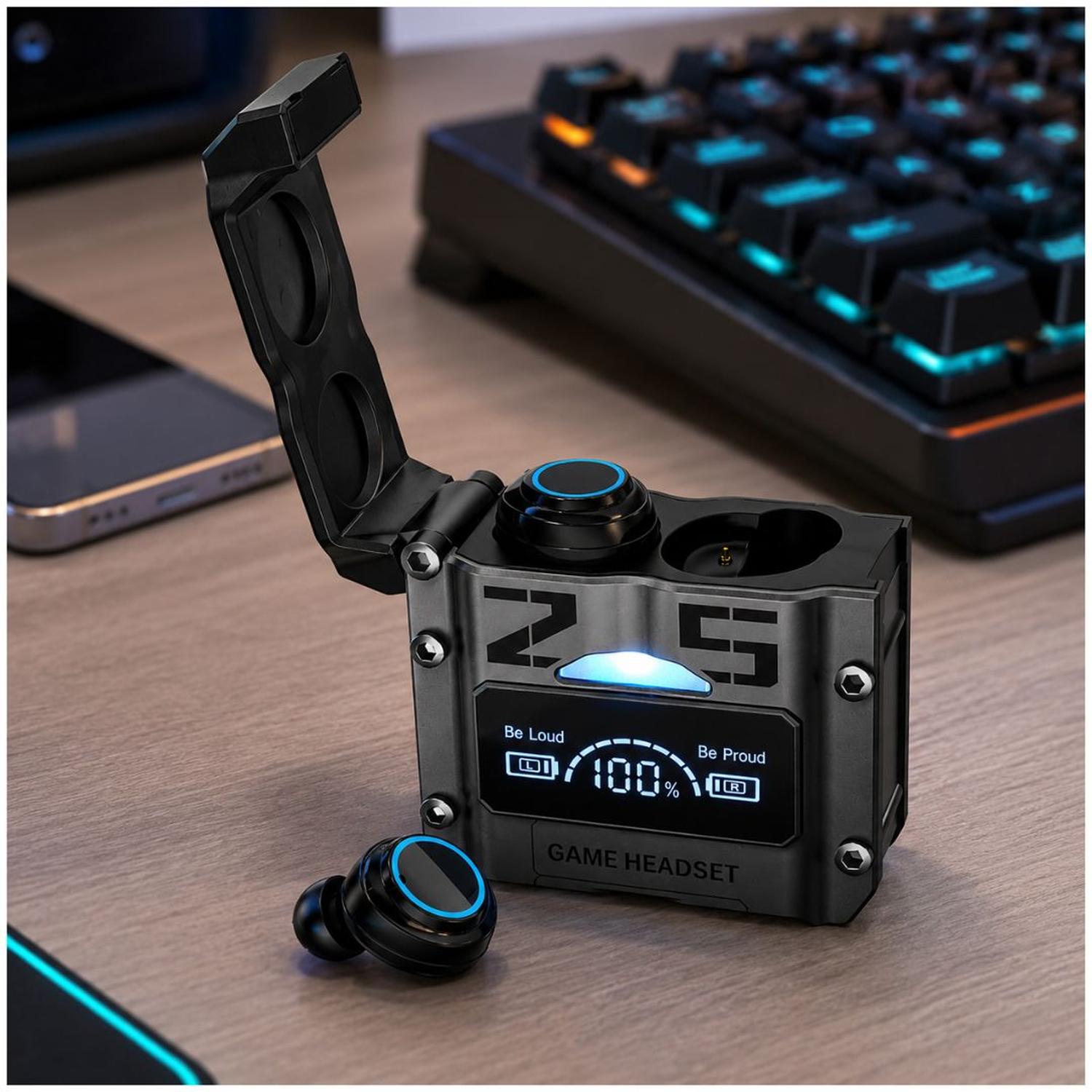 AUDÍFONOS GAMER ENC INALÁMBRICOS M25 BLUETOOTH 5.3 POWER BANK PANTALLA LED - 4