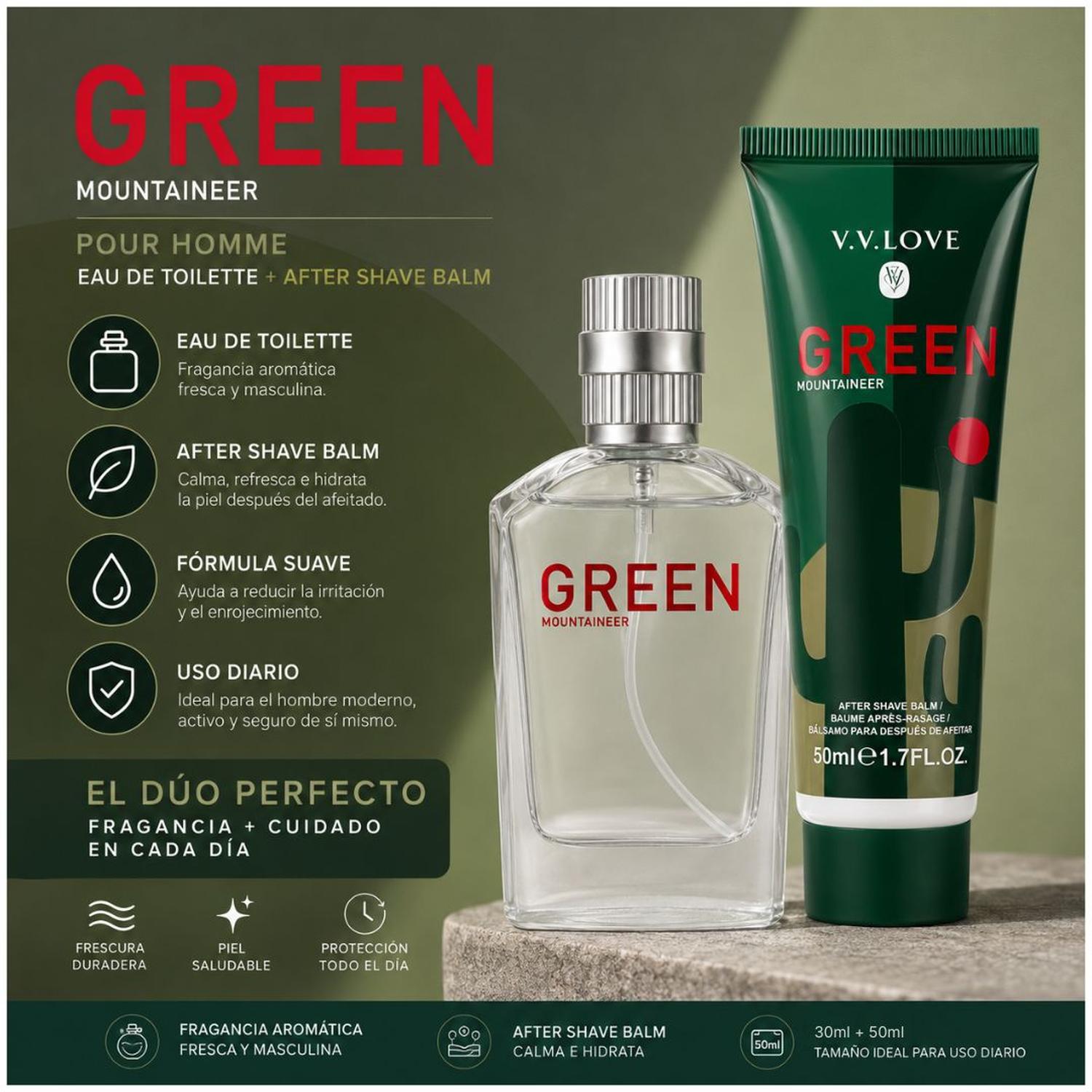 PACK COLONIA HOMBRE GREEN MOUNTAINEER 30ML CON BÁLSAMO AFTER SHAVE 50ML - 2