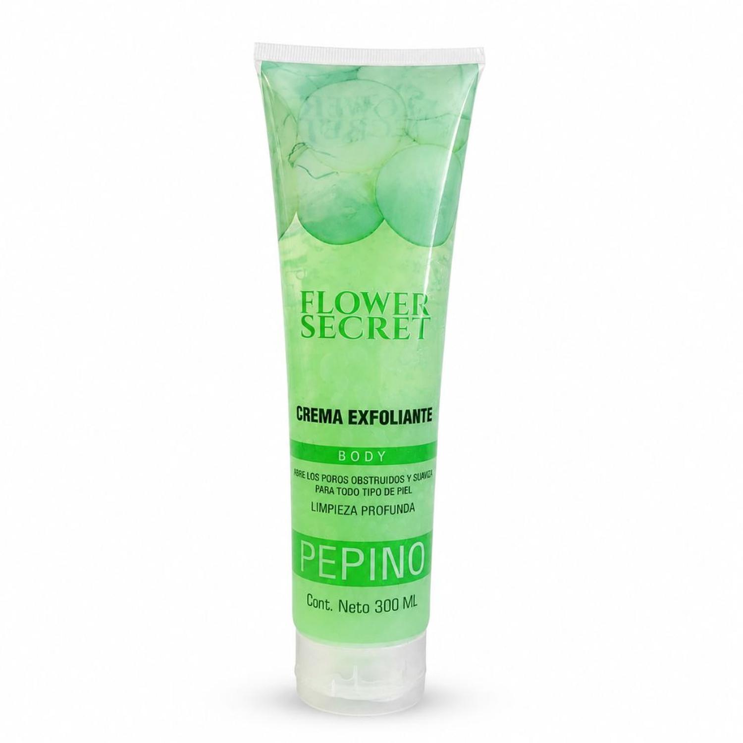 CREMA EXFOLIANTE CORPORAL FLOWER SECRET PEPINO 300 ML LIMPIEZA PROFUNDA - 1