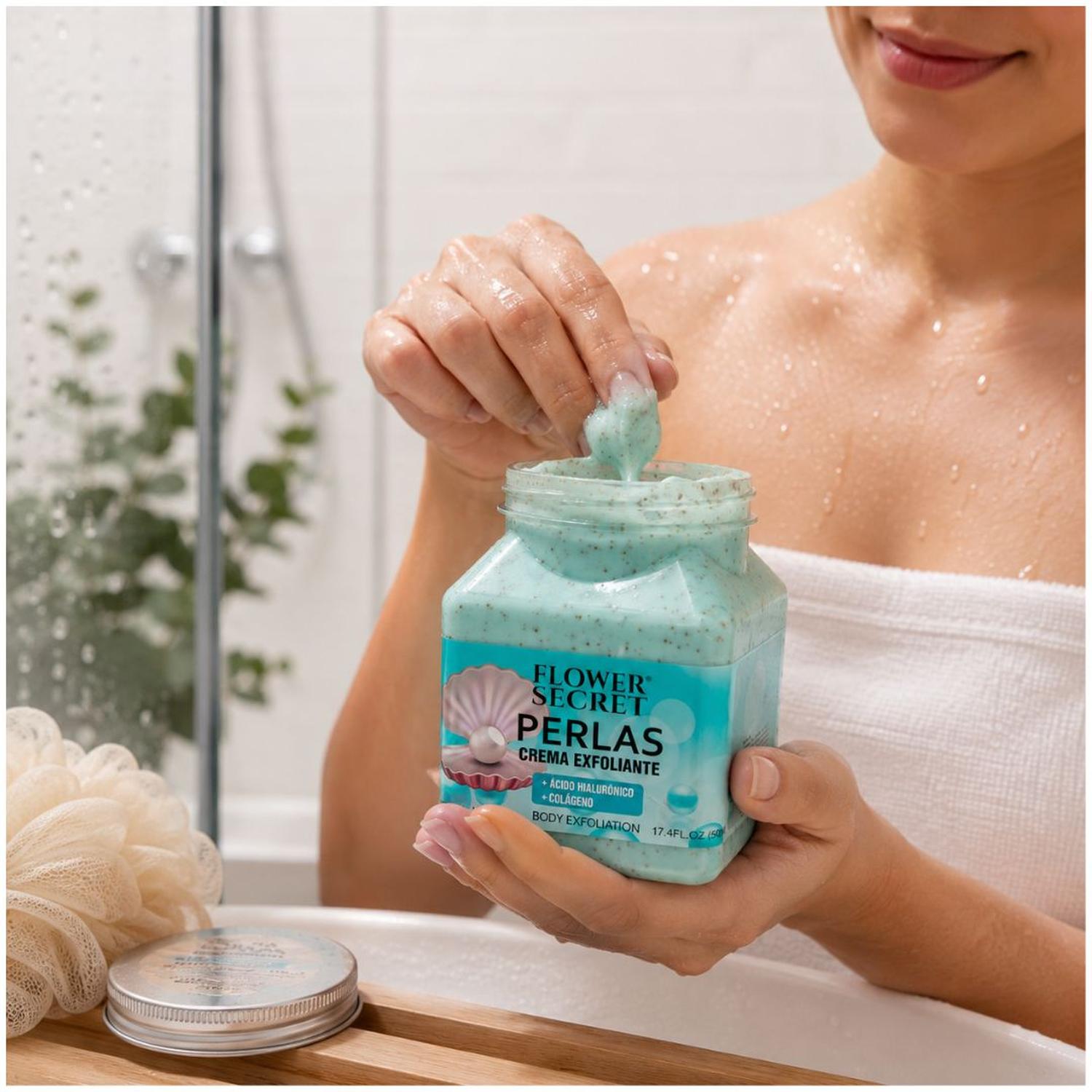 CREMA EXFOLIANTE CORPORAL FLOWER SECRET PERLAS 500 ML ÁCIDO HIALURÓNICO COLÁGENO - 3