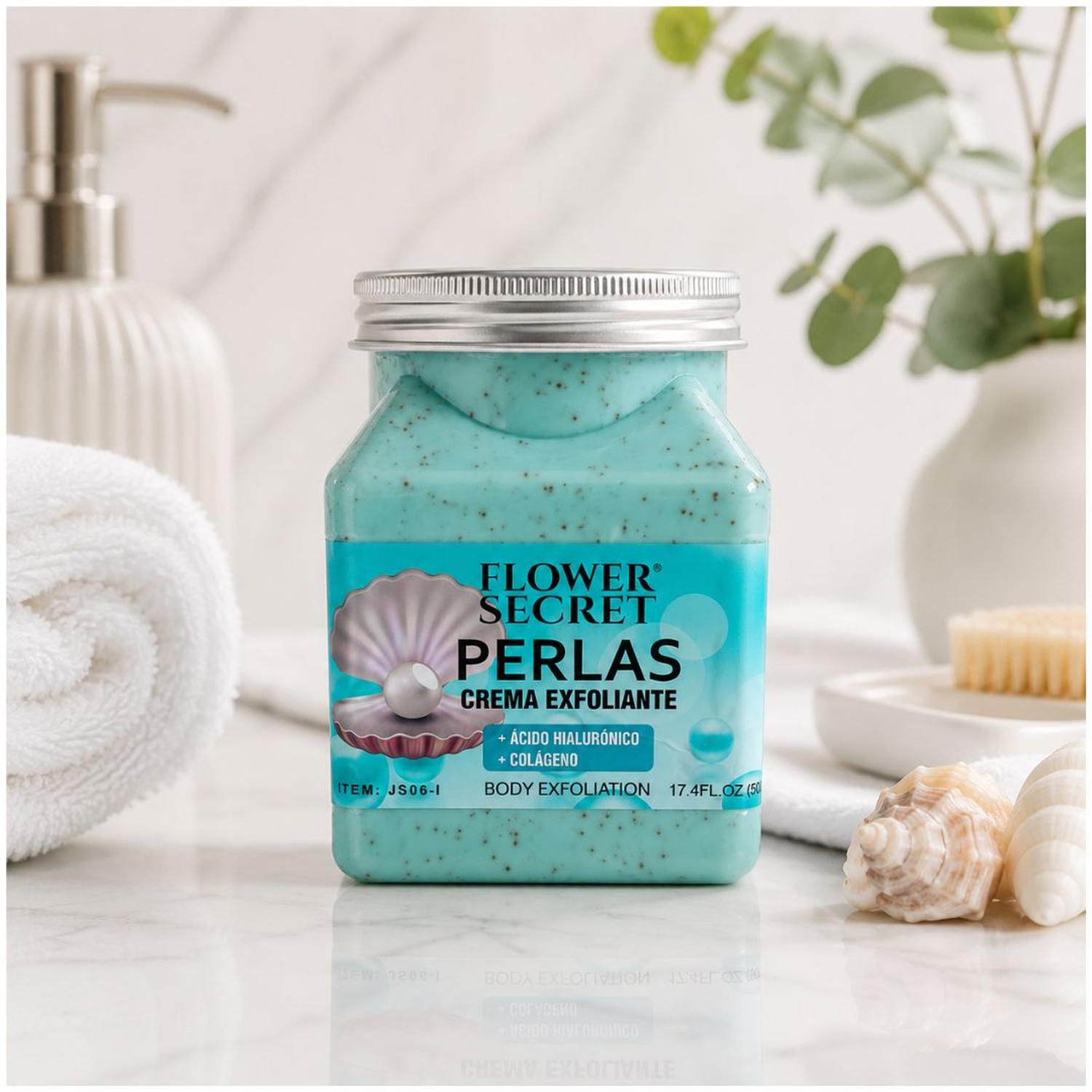 CREMA EXFOLIANTE CORPORAL FLOWER SECRET PERLAS 500 ML ÁCIDO HIALURÓNICO COLÁGENO - 4