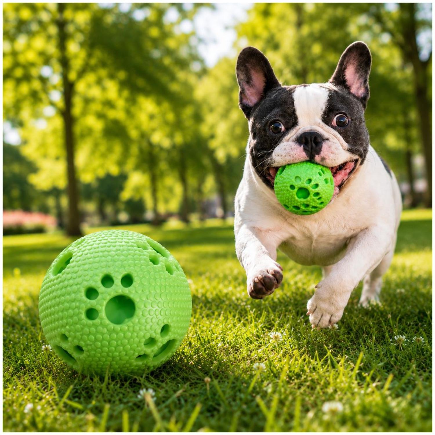 PELOTA PARA PERROS MASTICABLE 7.5 CM JUGUETE INTERACTIVO CON TEXTURA ANTIESTRÉS TAMAÑO M - 1