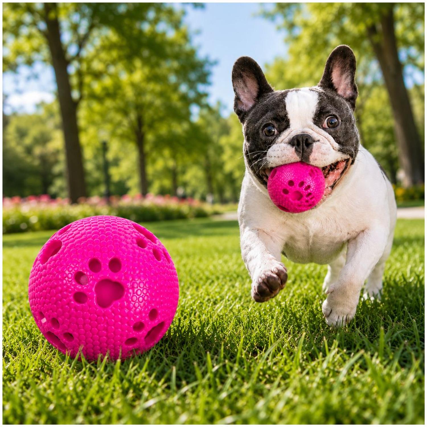 PELOTA PARA PERROS MASTICABLE 7.5 CM JUGUETE INTERACTIVO CON TEXTURA ANTIESTRÉS TAMAÑO M - 1