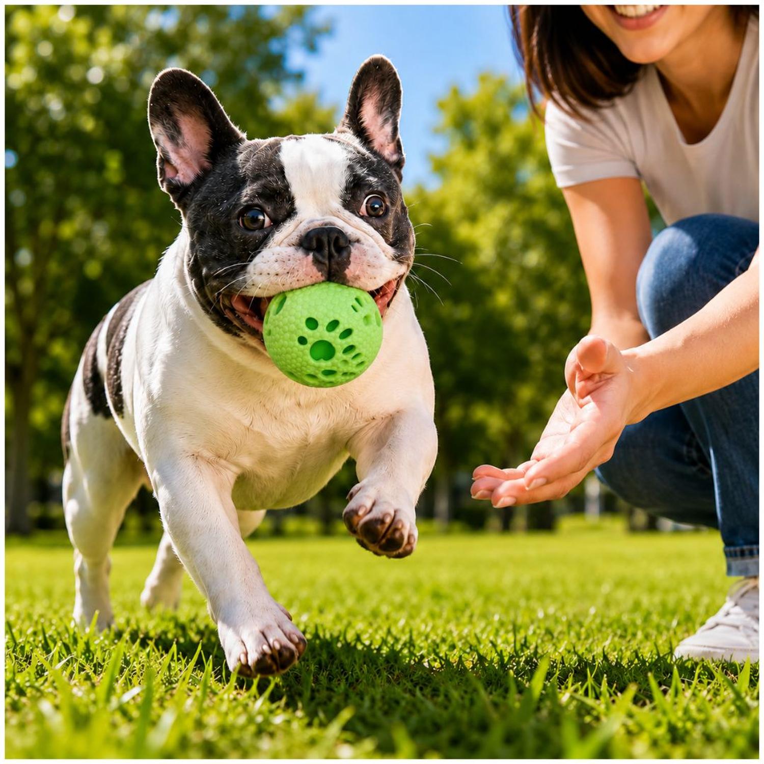 PELOTA PARA PERROS MASTICABLE 7.5 CM JUGUETE INTERACTIVO CON TEXTURA ANTIESTRÉS TAMAÑO M - 2