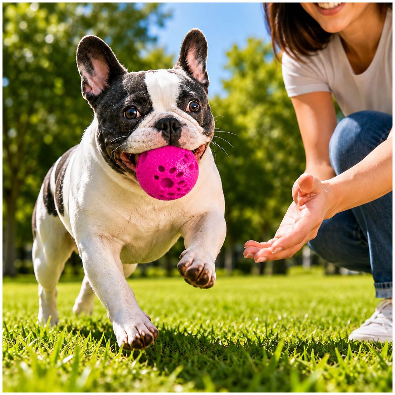 PELOTA PARA PERROS MASTICABLE 7.5 CM JUGUETE INTERACTIVO CON TEXTURA ANTIESTRÉS TAMAÑO M - 2
