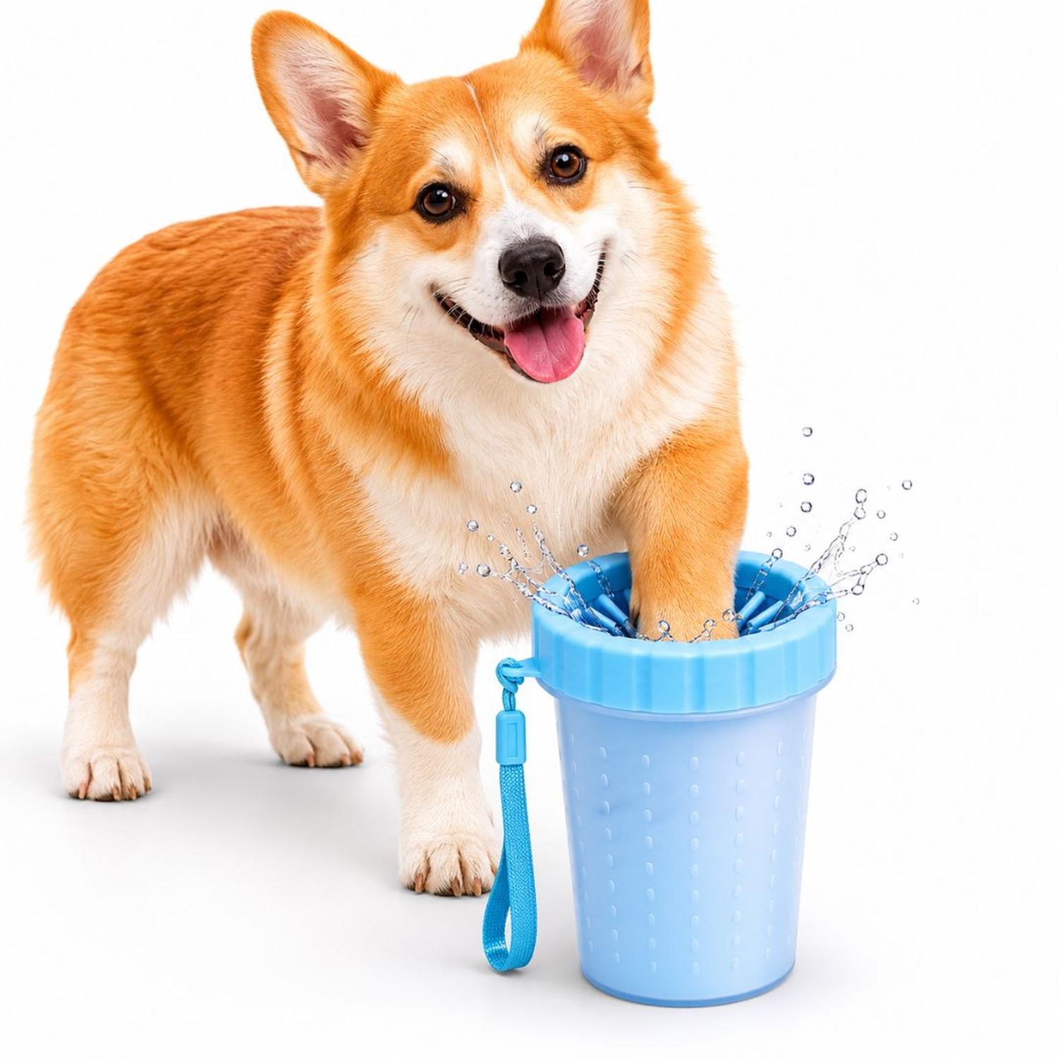 LAVADOR LIMPIADOR GRANDE DE PATAS PARA PERROS CON CERDAS DE SILICONA SUAVE CELESTE TAMAÑO M - 8