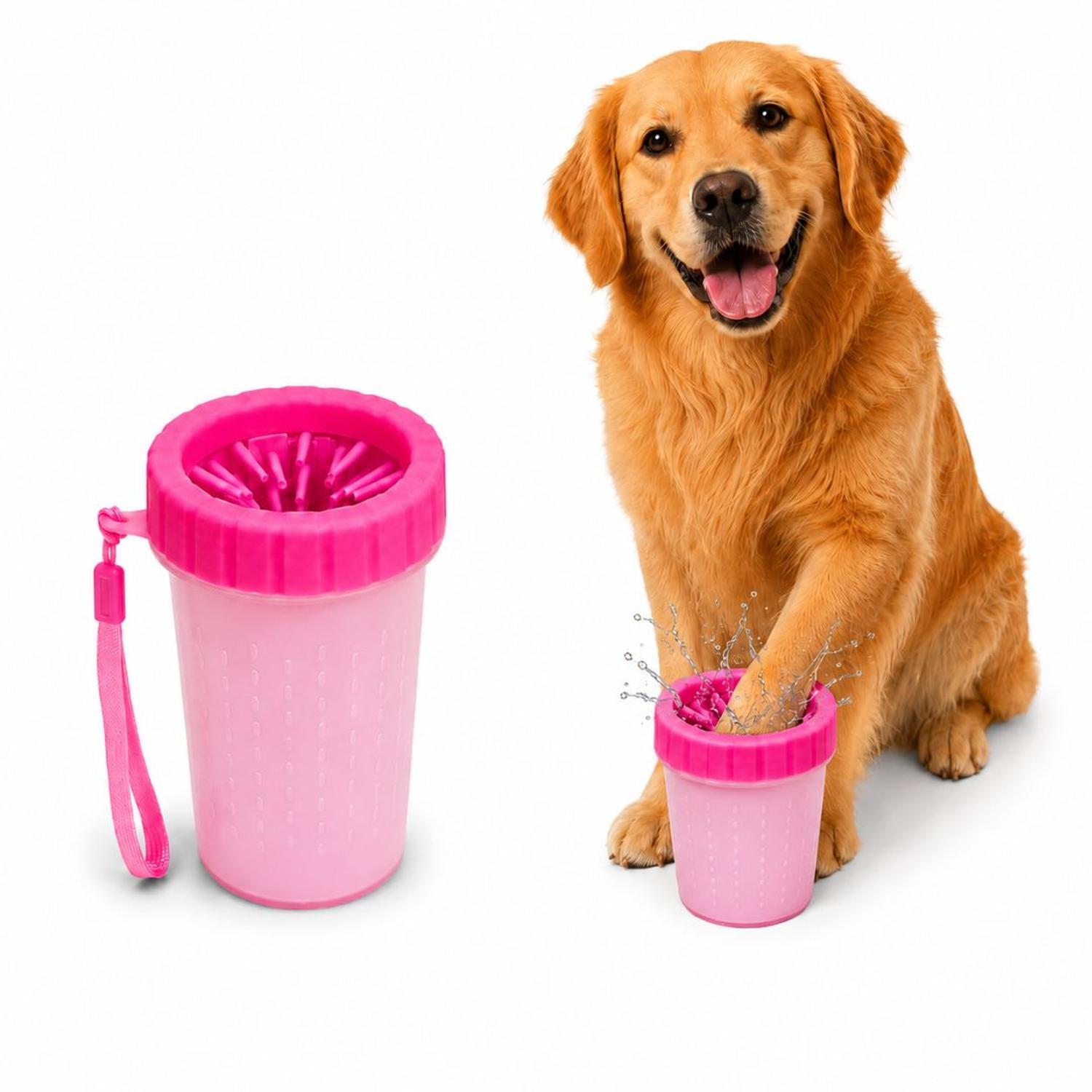 LAVADOR LIMPIADOR GRANDE DE PATAS PARA PERROS CON CERDAS DE SILICONA SUAVE ROSA TAMAÑO M - 1