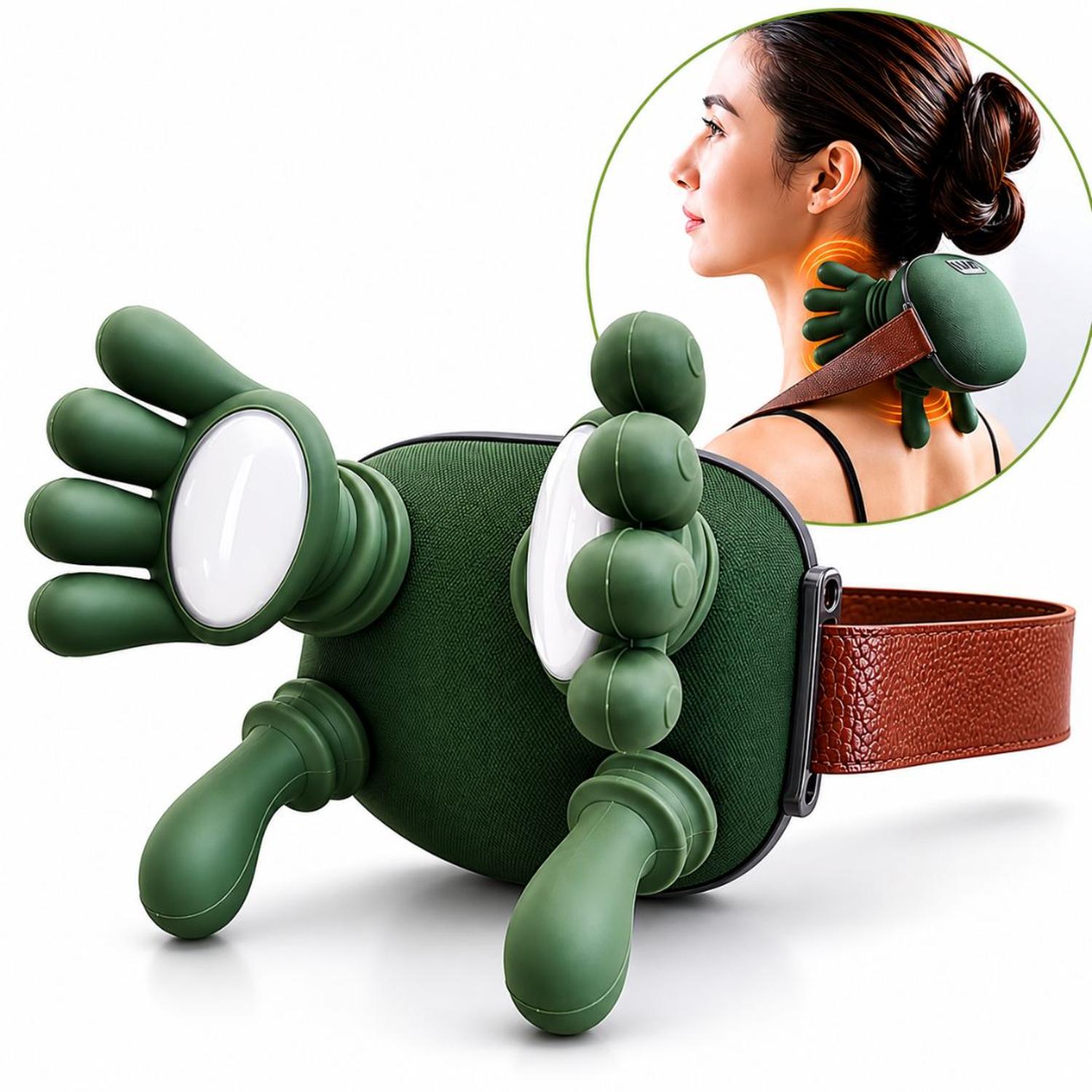 MASAJEADOR CUELLO CERVICAL ESPALDA CON CALOR FORMA DE MANOS JBY-827 RECARGABLE - 1