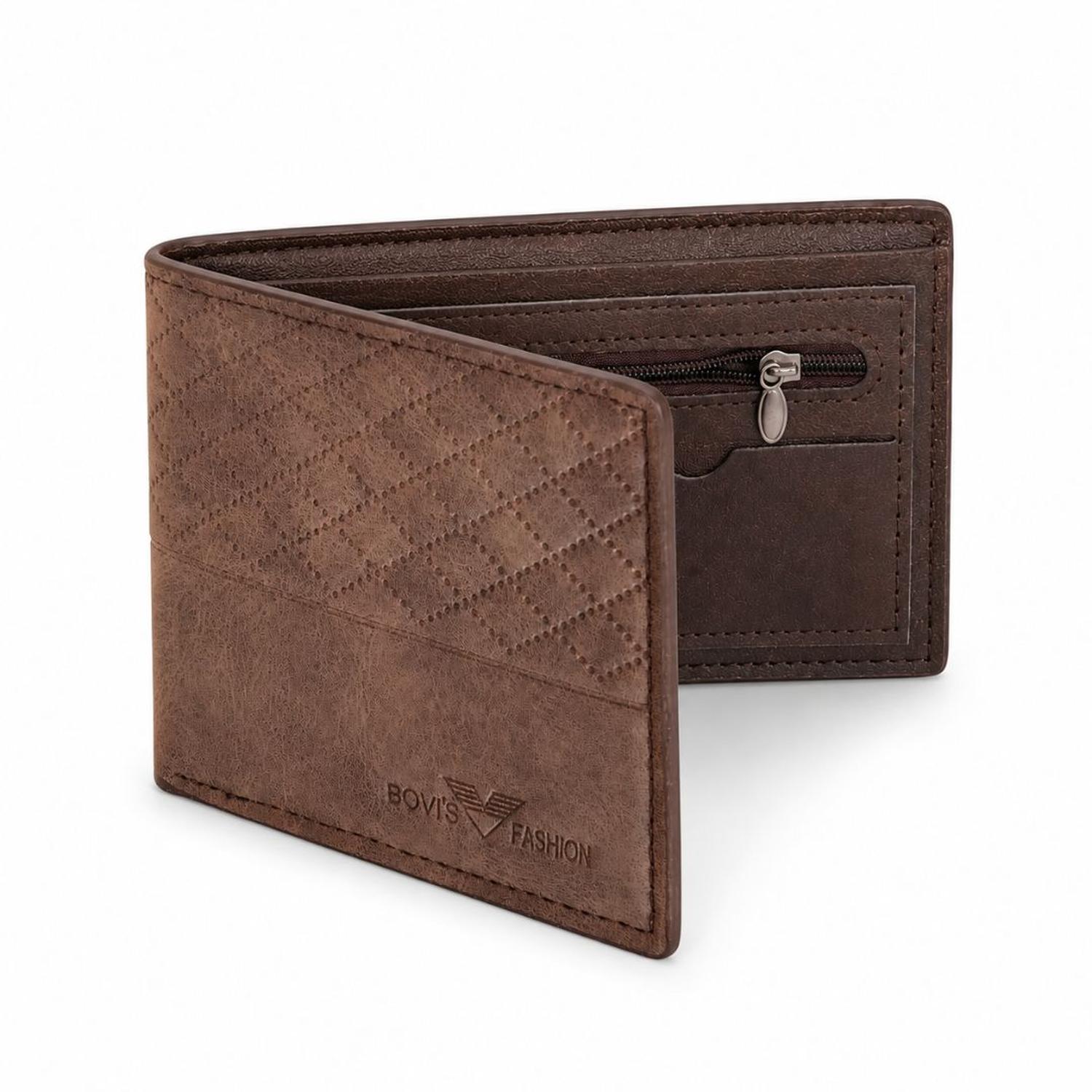 BILLETERA BOVIS FASHION HOMBRE DISEÑO TEXTURIZADO CON CIERRE Y TARJETERO TAMAÑO M - 3