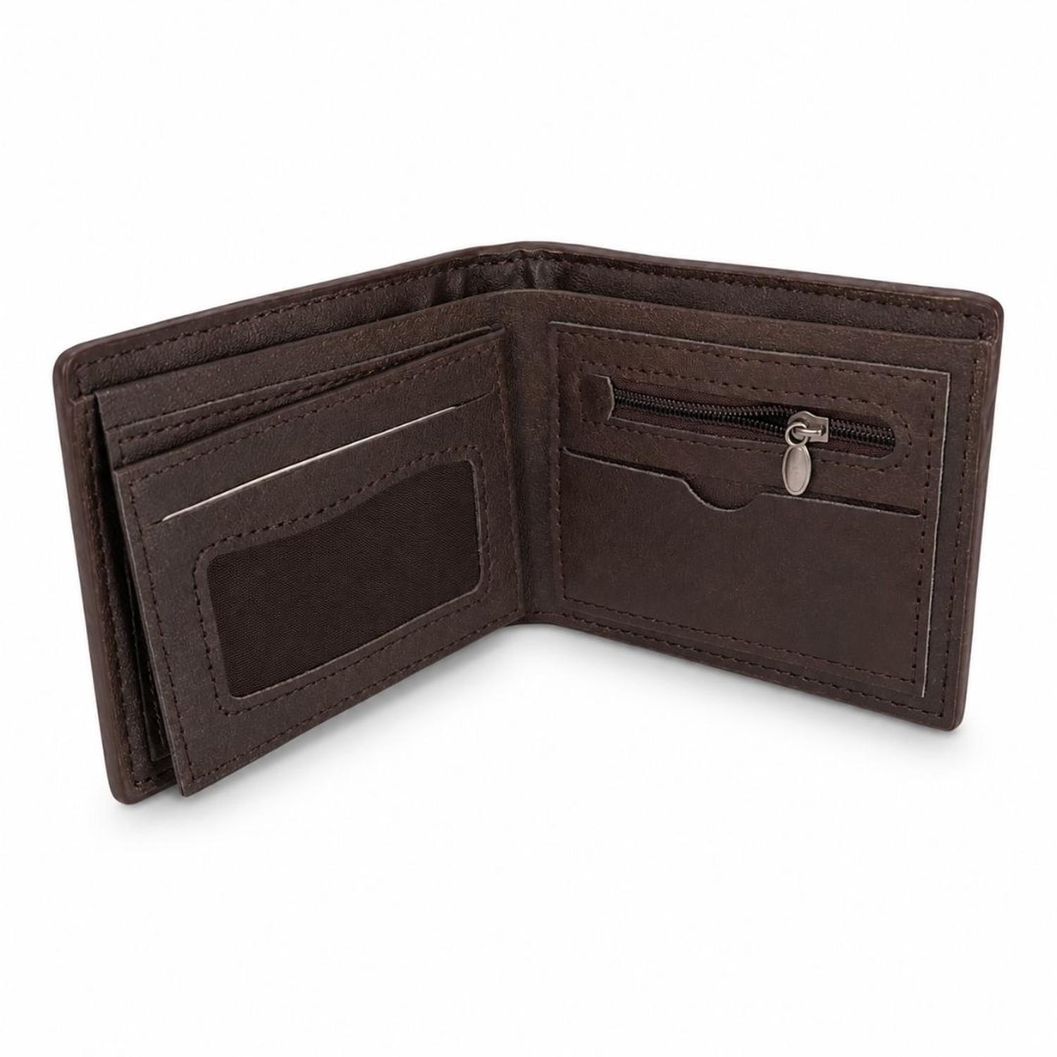 BILLETERA BOVIS FASHION HOMBRE DISEÑO TEXTURIZADO CON CIERRE Y TARJETERO TAMAÑO M - 4