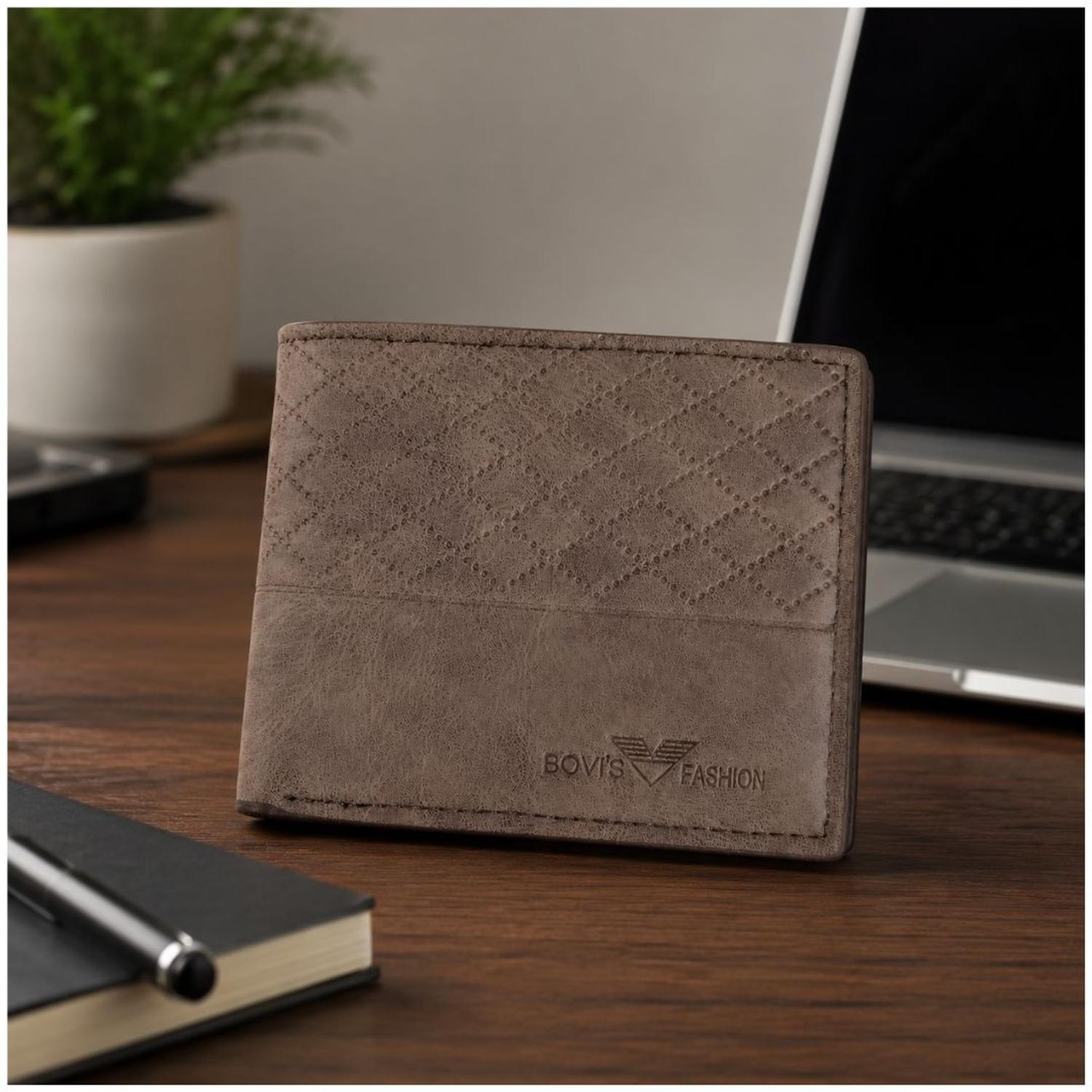 BILLETERA BOVIS FASHION HOMBRE DISEÑO TEXTURIZADO CON CIERRE Y TARJETERO TAMAÑO M - 5