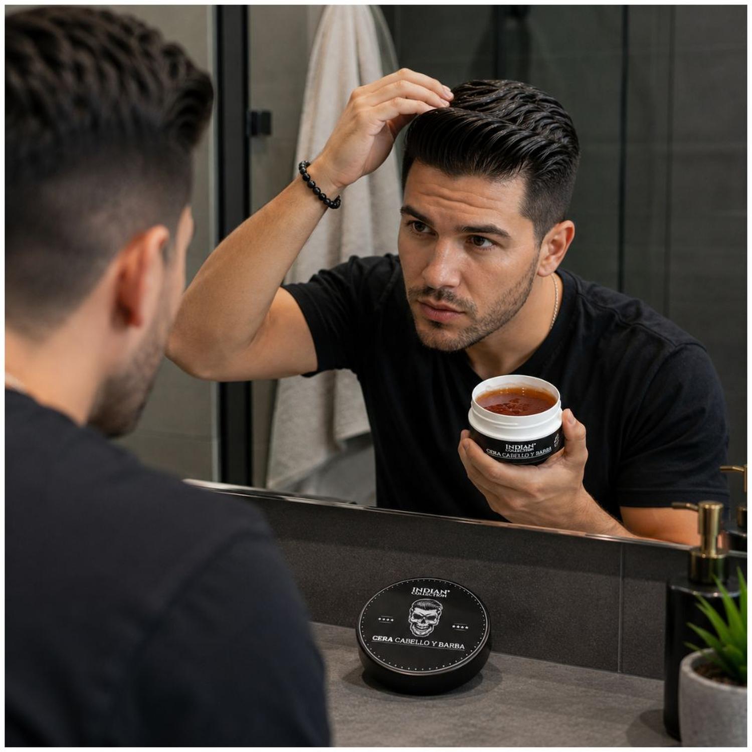 CERA PARA CABELLO Y BARBA INDIAN COLLECTION 150G FIJACIÓN FLEXIBLE ACABADO NATURAL - 3
