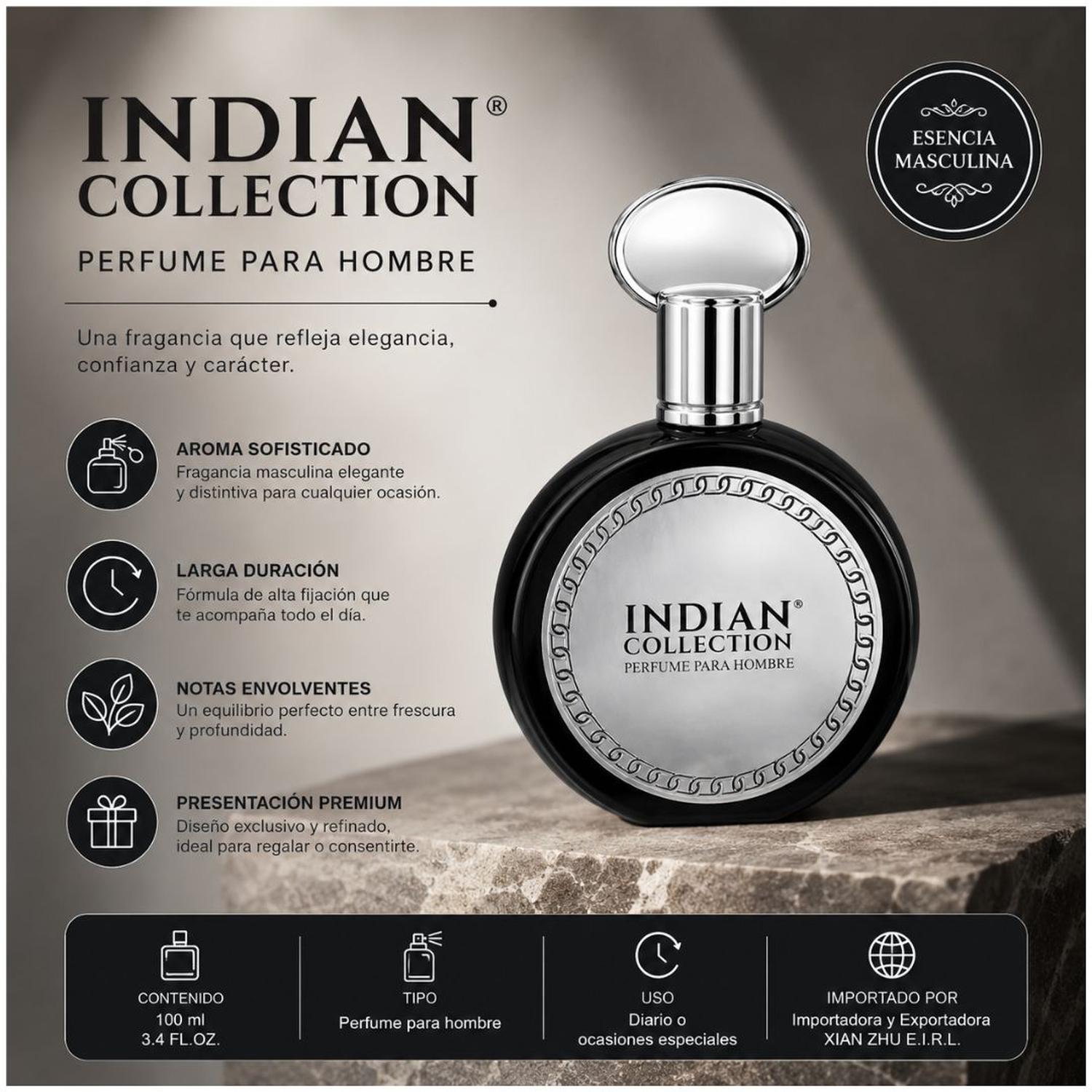 PERFUME PARA HOMBRE COLONIA INDIAN COLLECTION LTF606 100ML FRAGANCIA EN SPRAY - 2