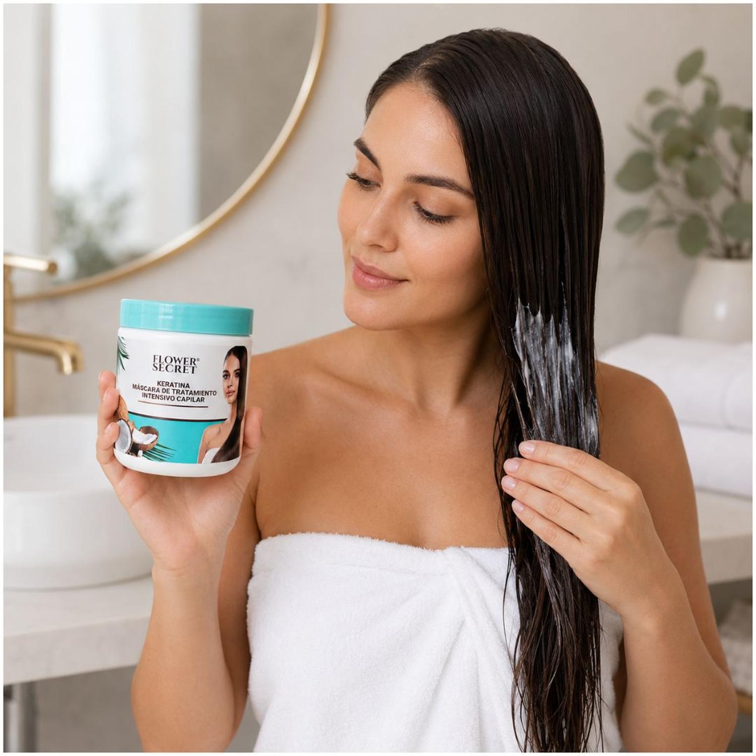 MASCARILLA CAPILAR FLOWER SECRET KERATINA CON COCO 500 ML HIDRATANTE Y NUTRITIVO - 3