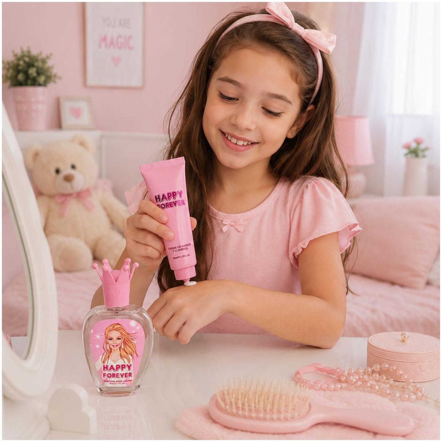 SET PERFUME NIÑAS HAPPY FOREVER Y CREMA DE MANOS CORPORAL 50ML DISEÑO PRINCESA - 2