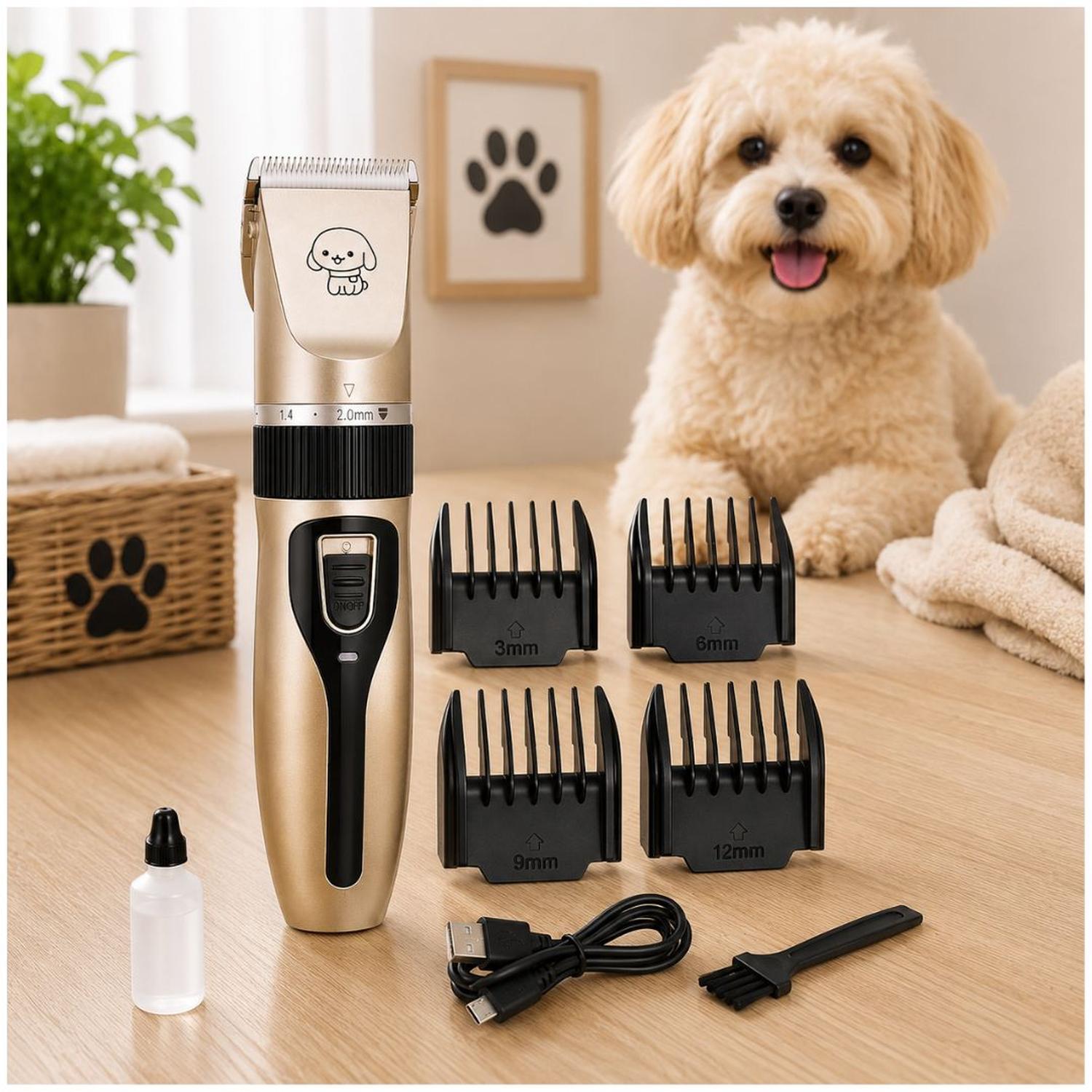 KIT MAQUINA CORTA PELO PERRO MASCOTA INALÁMBRICA RECARGABLE USB Y ACCESORIOS - 2
