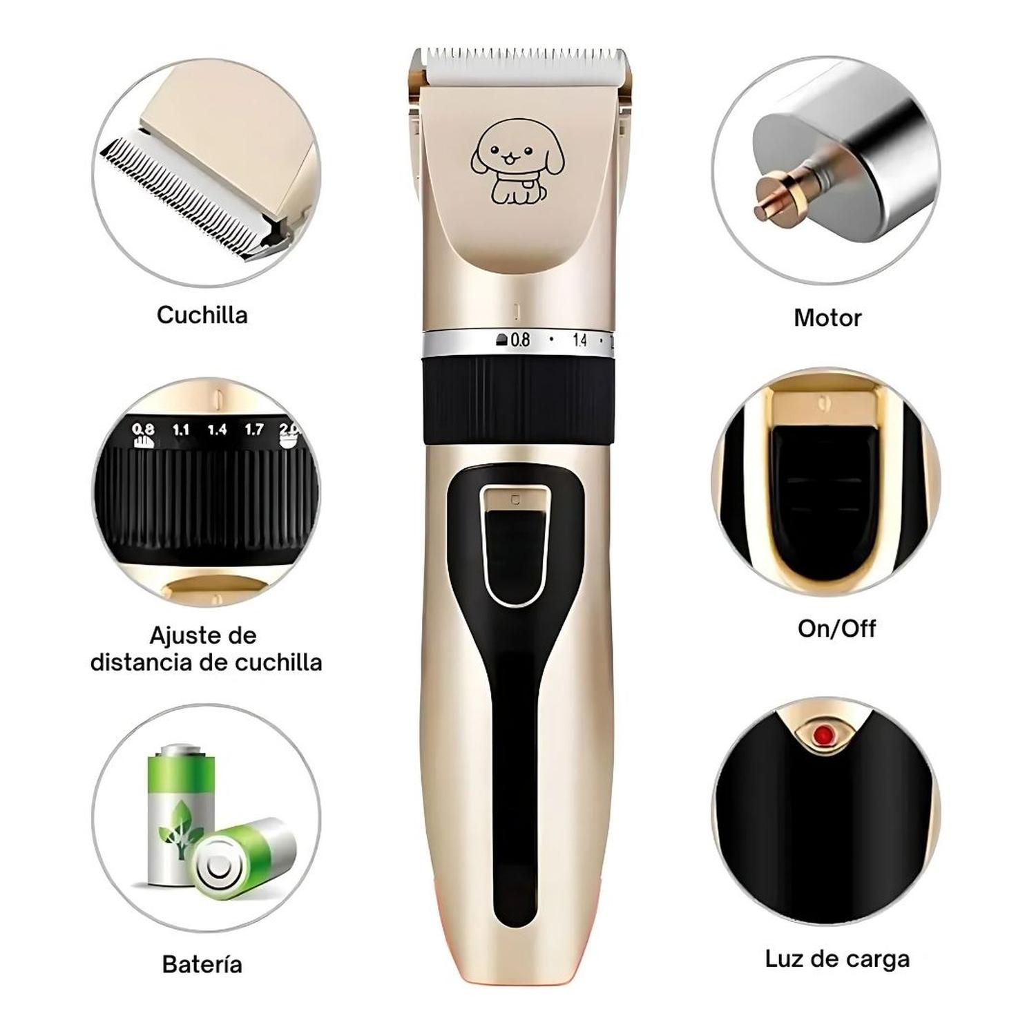 KIT MAQUINA CORTA PELO PERRO MASCOTA INALÁMBRICA RECARGABLE USB Y ACCESORIOS - 5