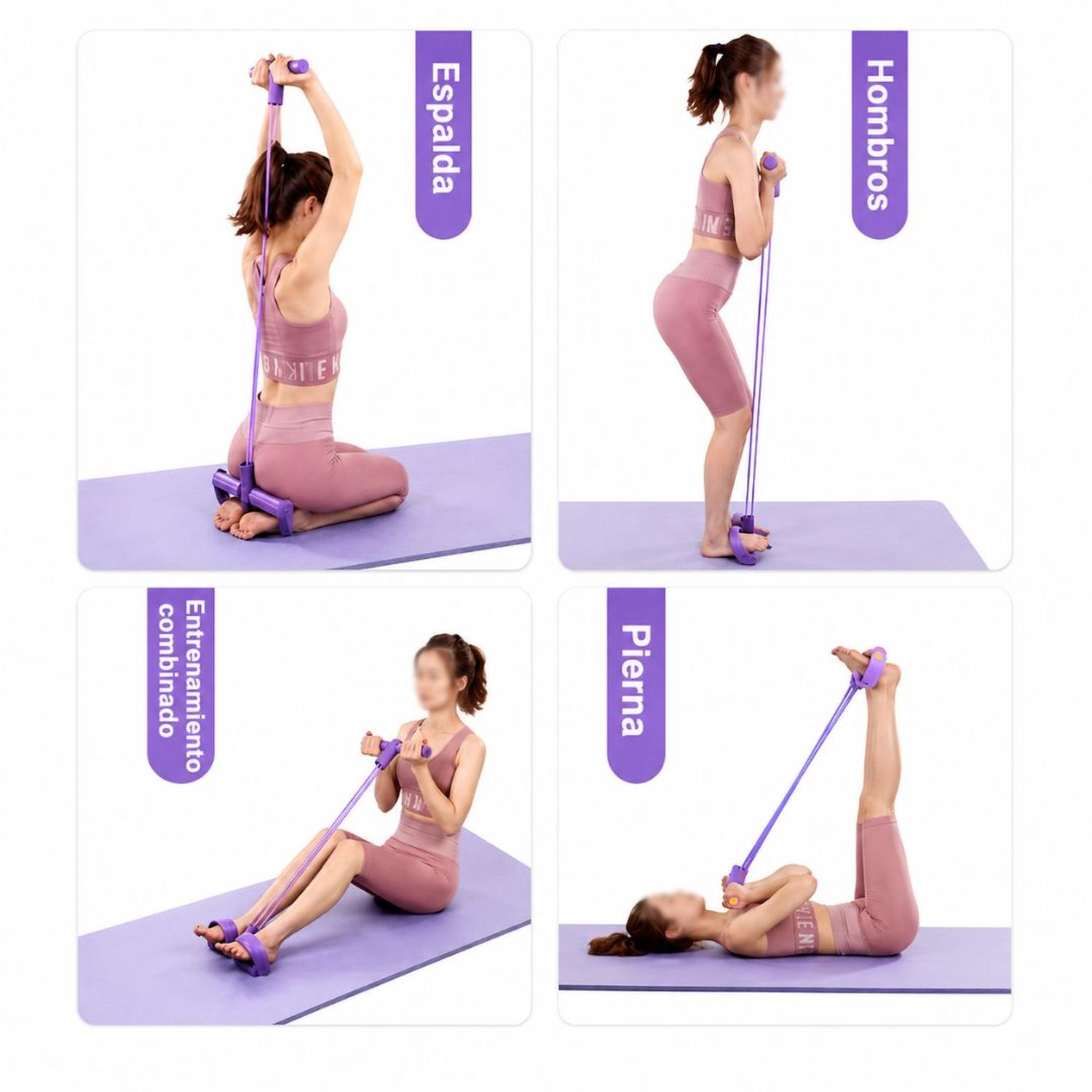 LIGAS DE RESISTENCIA TRACCIÓN CON PEDAL ENTRENAMIENTO EJERCICIOS EN CASA MORADO - 3