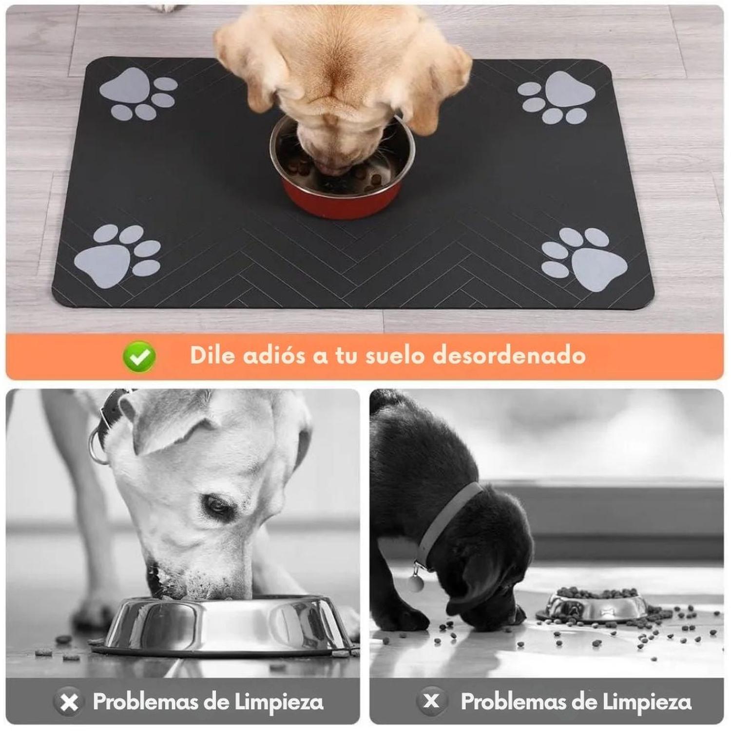TAPETE ALFOMBRA DE ALIMENTACIÓN PARA MASCOTAS ABSORBENTE Y ANTIDESLIZANTE 80X50CM TAMAÑO M - 5
