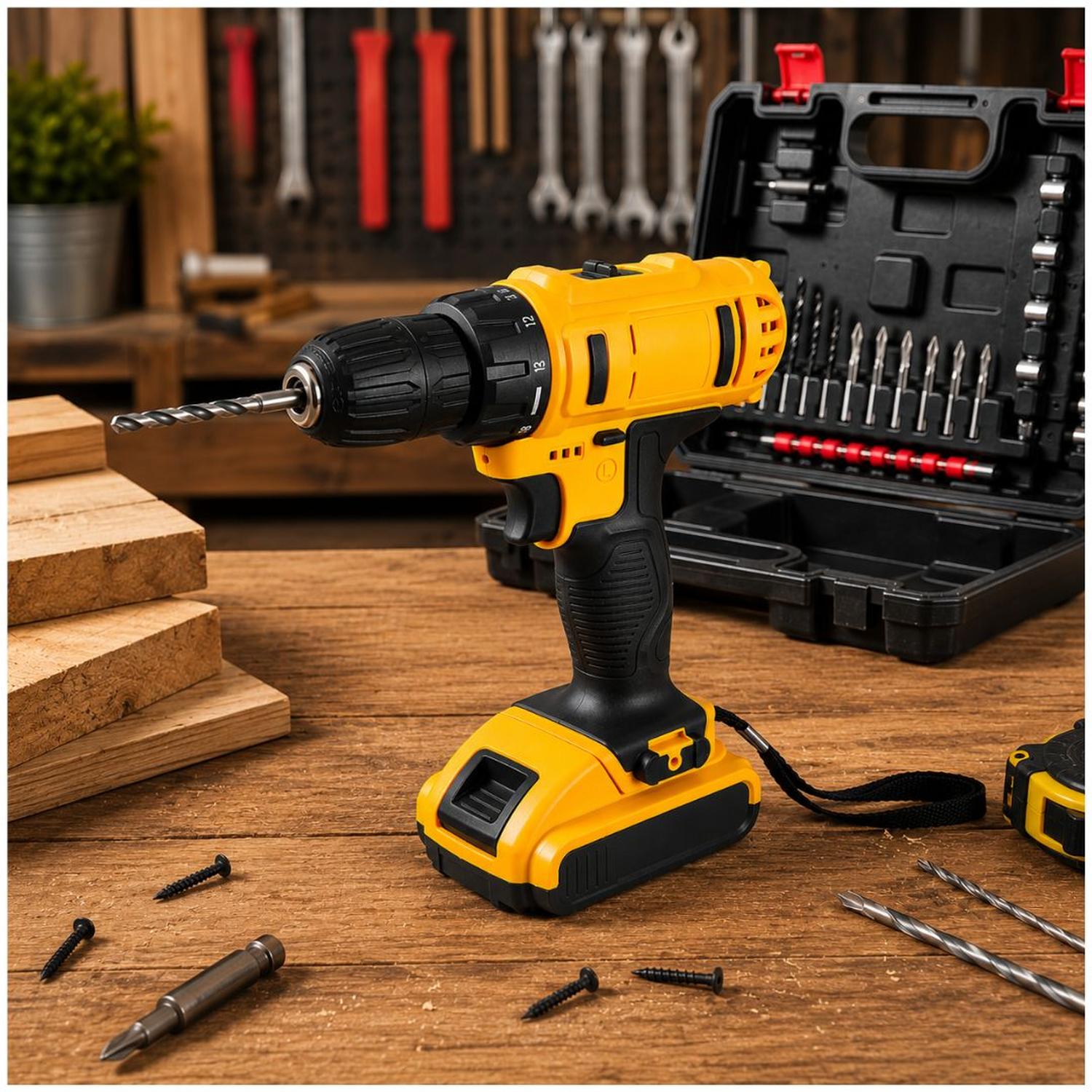 KIT TALADRO ELÉCTRICO INALÁMBRICO ERGONÓMICO DOBLE BATERÍA MALETÍN Y 24 ACCESORIOS - 2