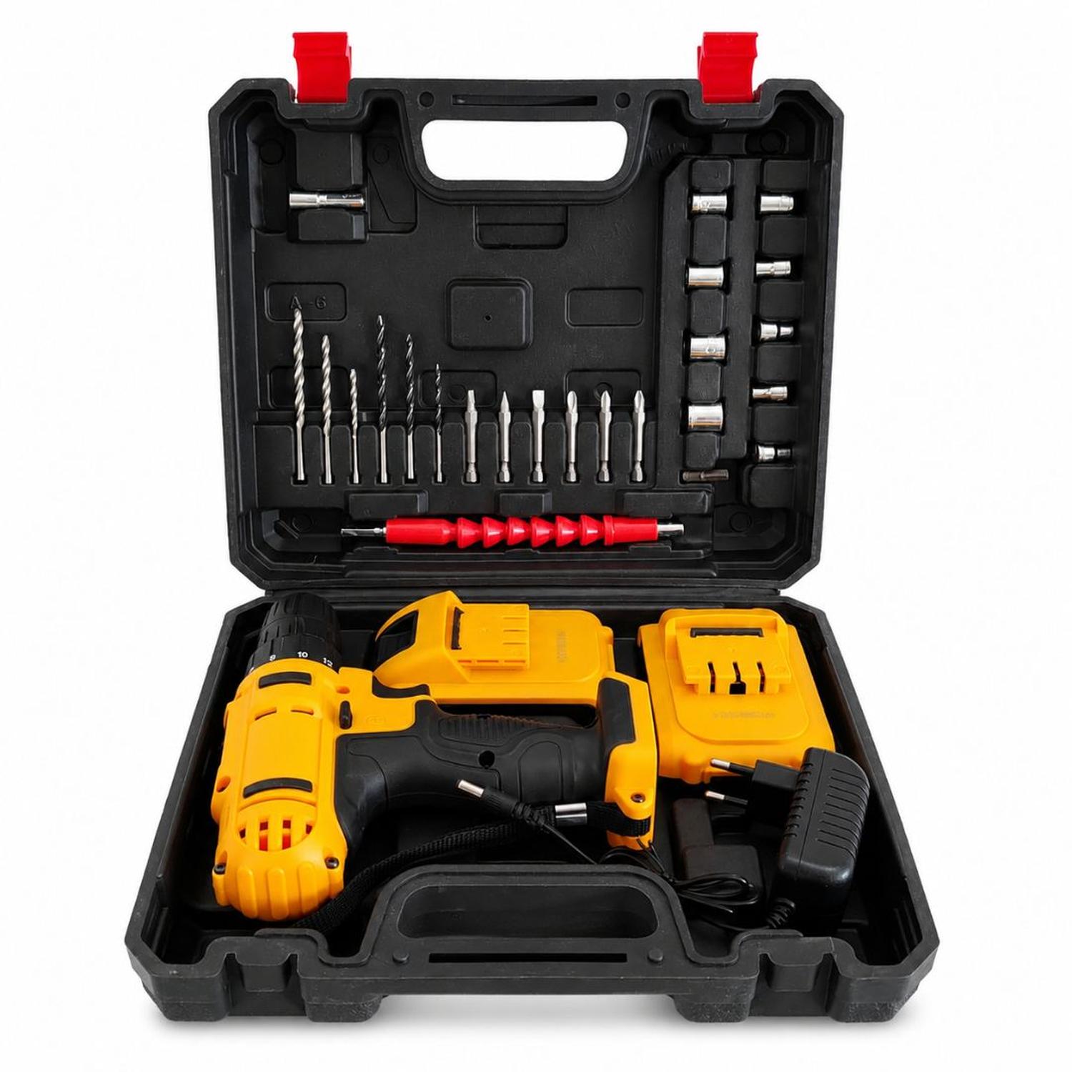 KIT TALADRO ELÉCTRICO INALÁMBRICO ERGONÓMICO DOBLE BATERÍA MALETÍN Y 24 ACCESORIOS - 4