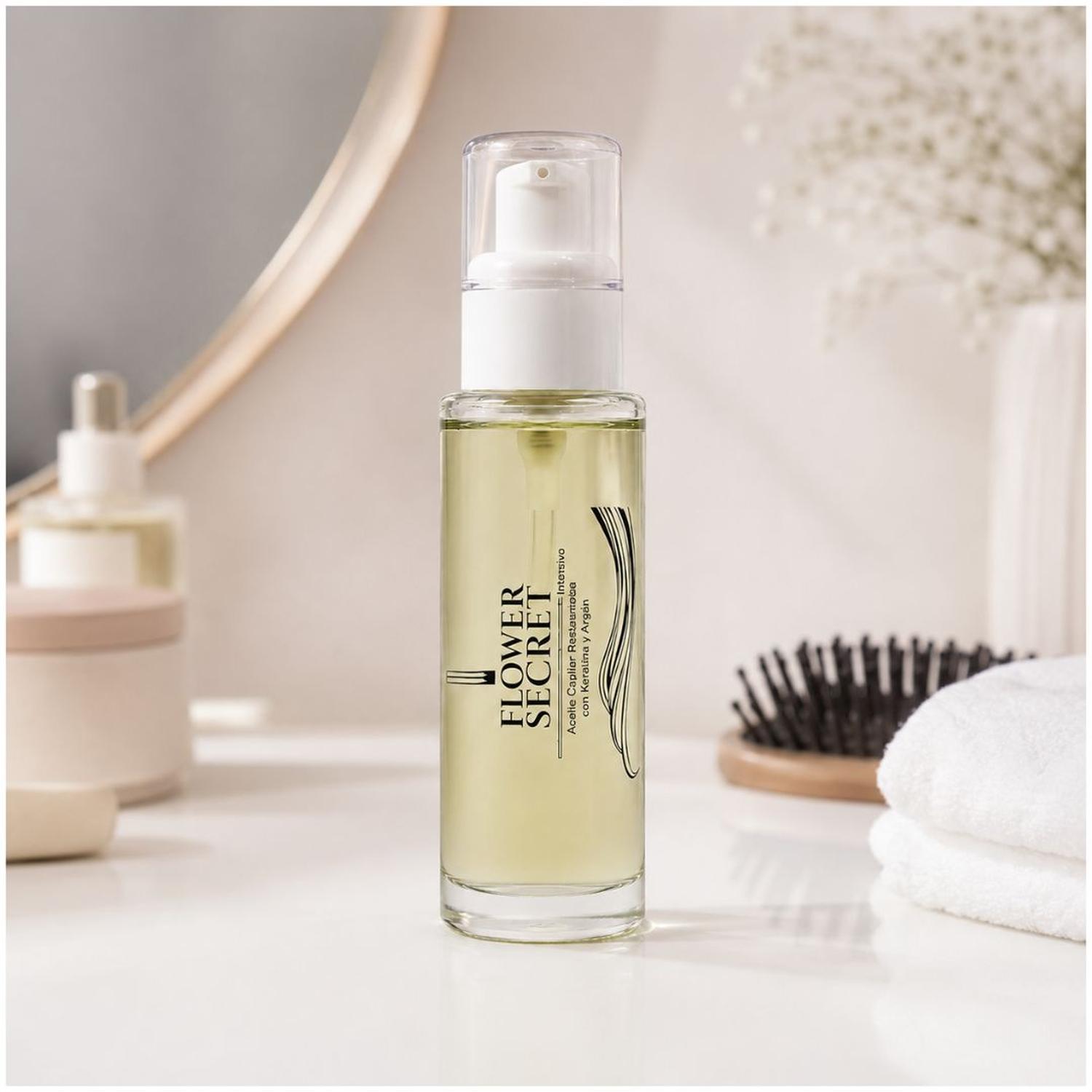 ACEITE CAPILAR ARGÁN KERATINA FLOWER SECRET 60ML REPARA SUAVIZA ANTI-FRIZZ - 4