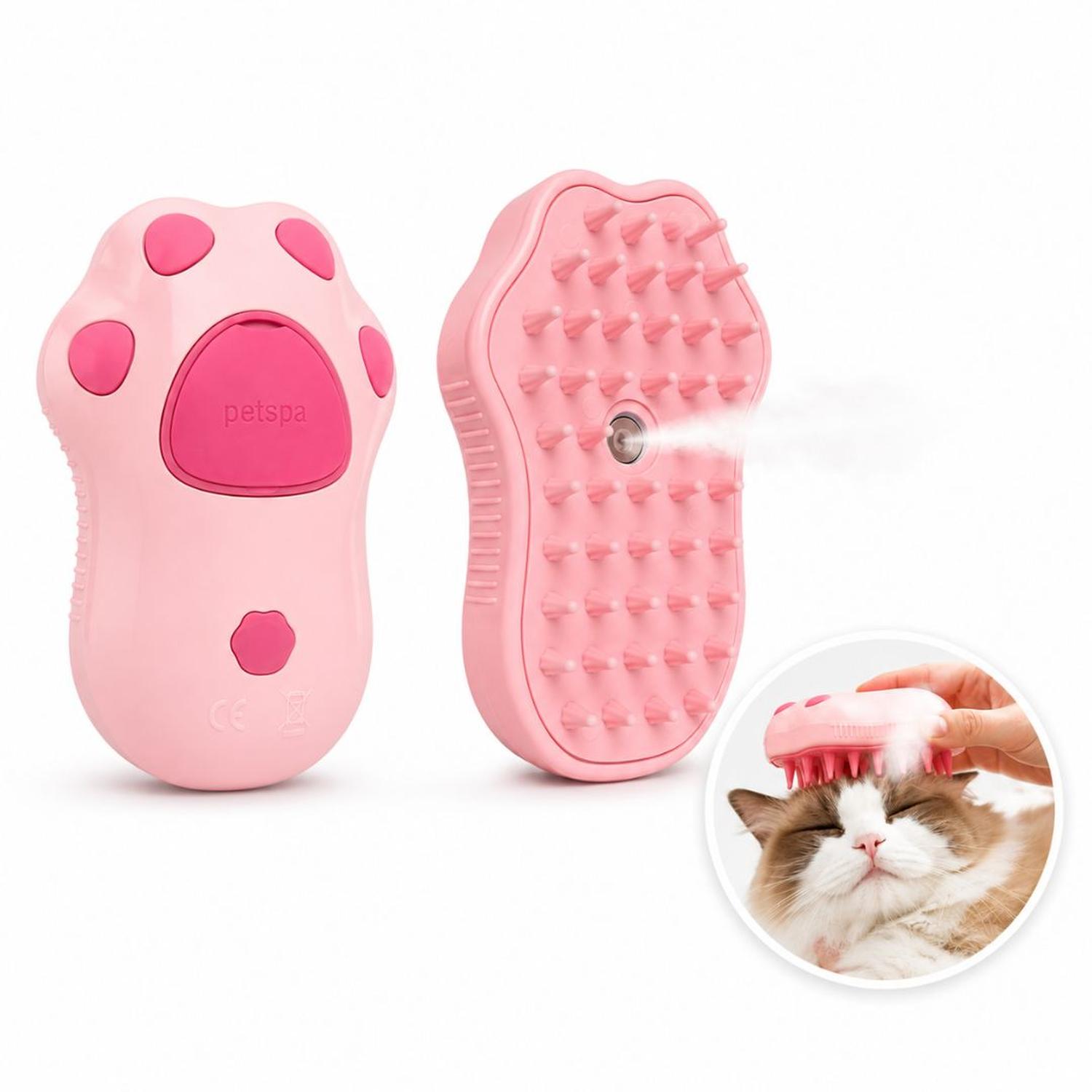 CEPILLO SPRAY MASAJEADOR DE BAÑO QUITA PELUSA PARA MASCOTAS PERROS GATOS ROSA TAMAÑO M - 1