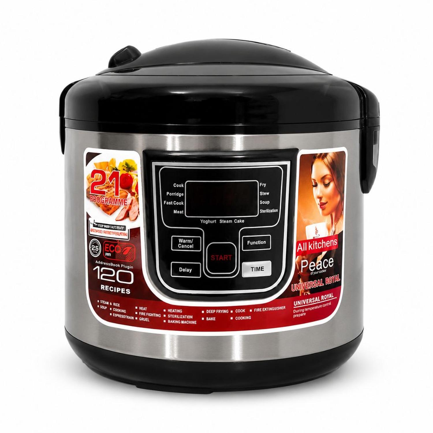 OLLA MULTIFUNCIÓN DIGITAL 5L ARROCERA INTELIGENTE 900W Y9106 ACERO INOXIDABLE - 1