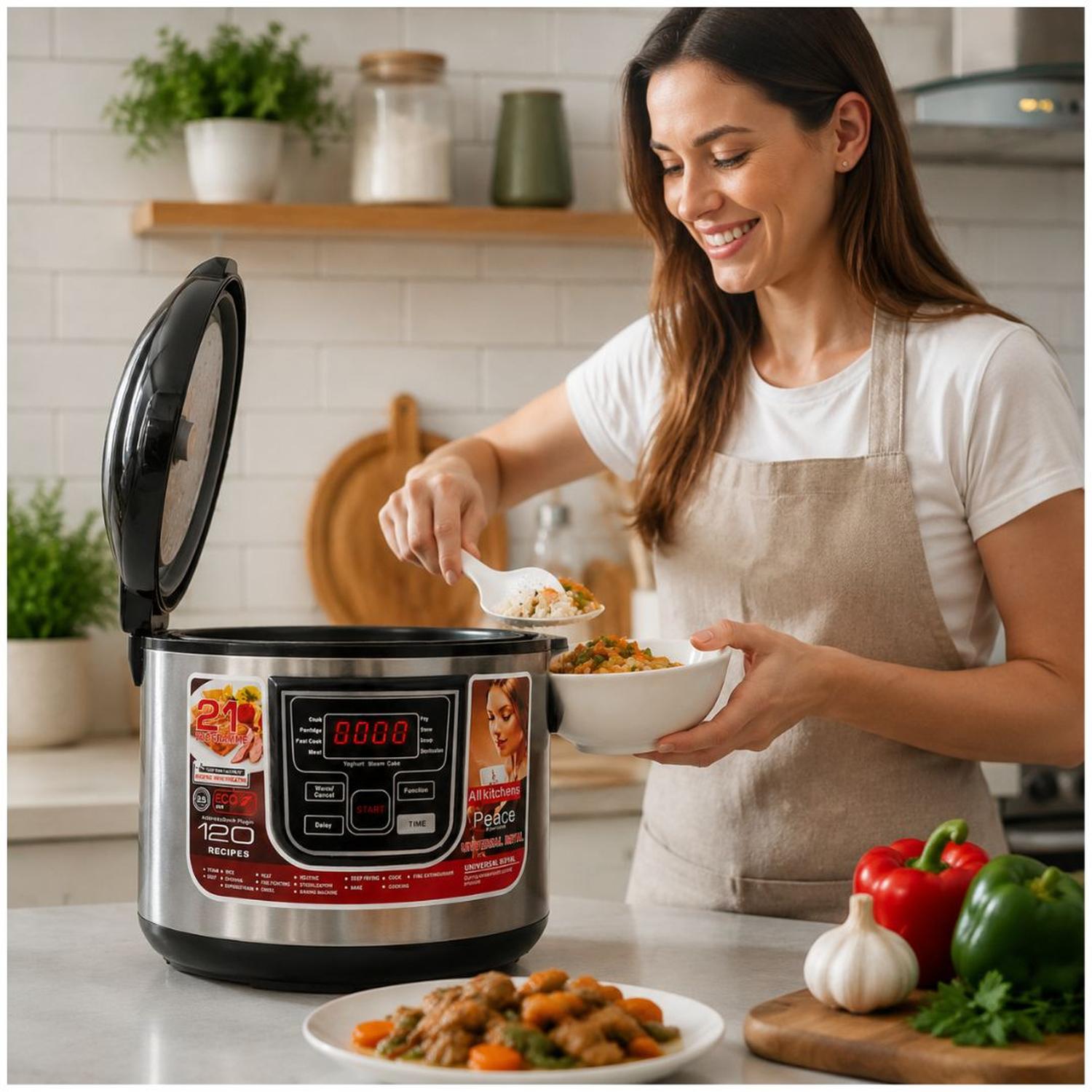 OLLA MULTIFUNCIÓN DIGITAL 5L ARROCERA INTELIGENTE 900W Y9106 ACERO INOXIDABLE - 3