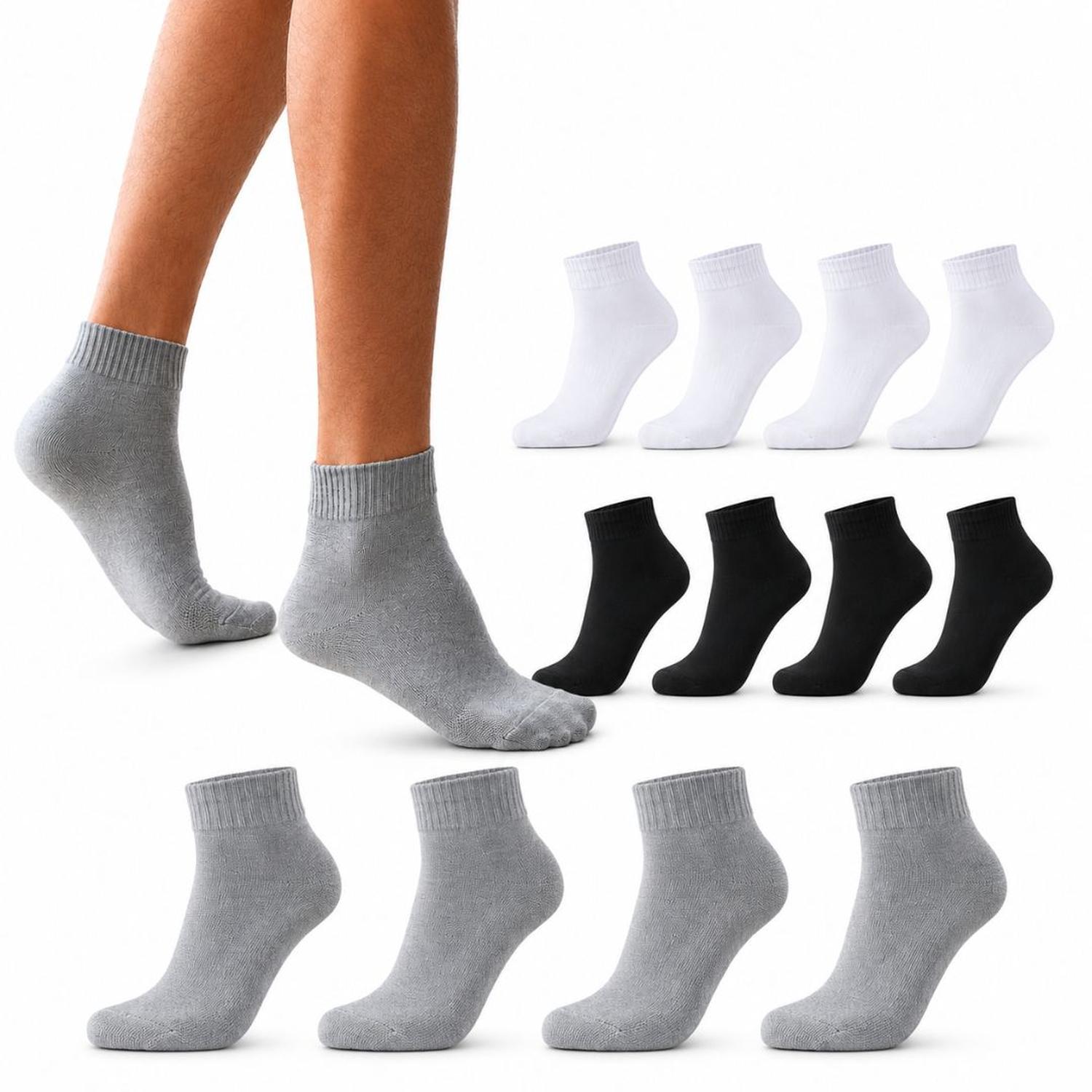 PACK X12 PARES DE MEDIAS CORTAS DEPORTIVAS SPORT 3 COLORES TALLA 40-46 - 1