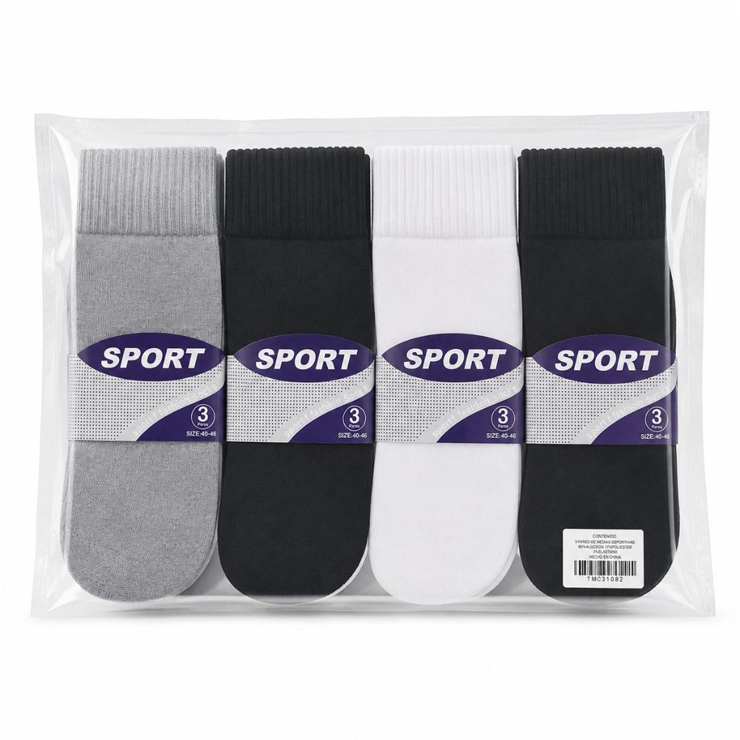 PACK X12 PARES DE MEDIAS CORTAS DEPORTIVAS SPORT 3 COLORES TALLA 40-46 - 6