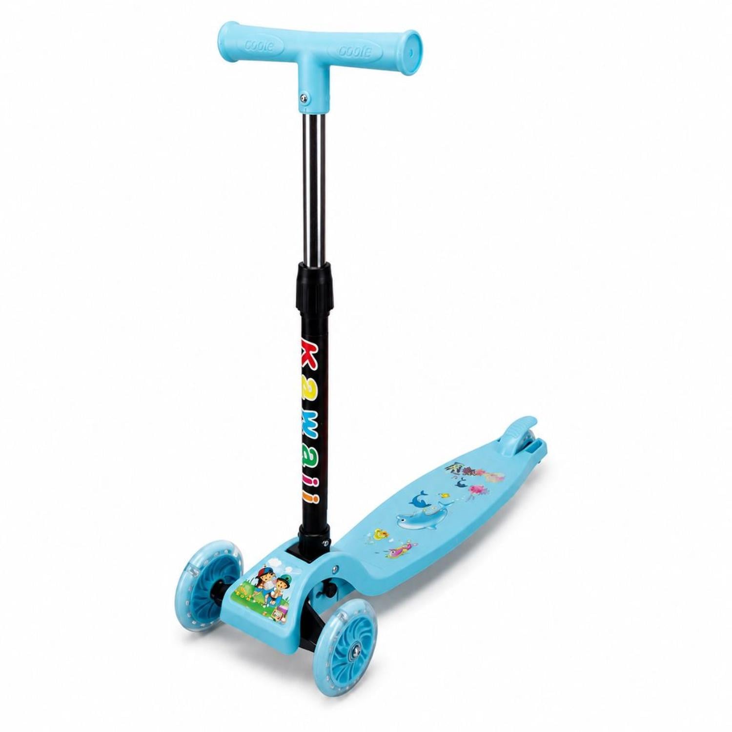 SCOOTER INFANTIL 3 RUEDAS PLEGABLE AJUSTABLE PARA NIÑAS Y NIÑOS CON LUCES LED TAMAÑO M - 3
