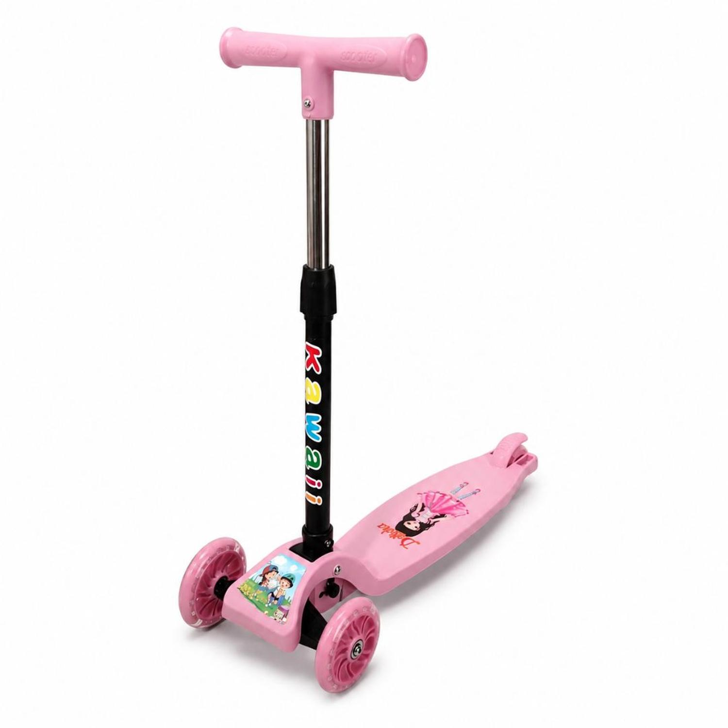SCOOTER INFANTIL 3 RUEDAS PLEGABLE AJUSTABLE PARA NIÑAS Y NIÑOS CON LUCES LED TAMAÑO M - 3