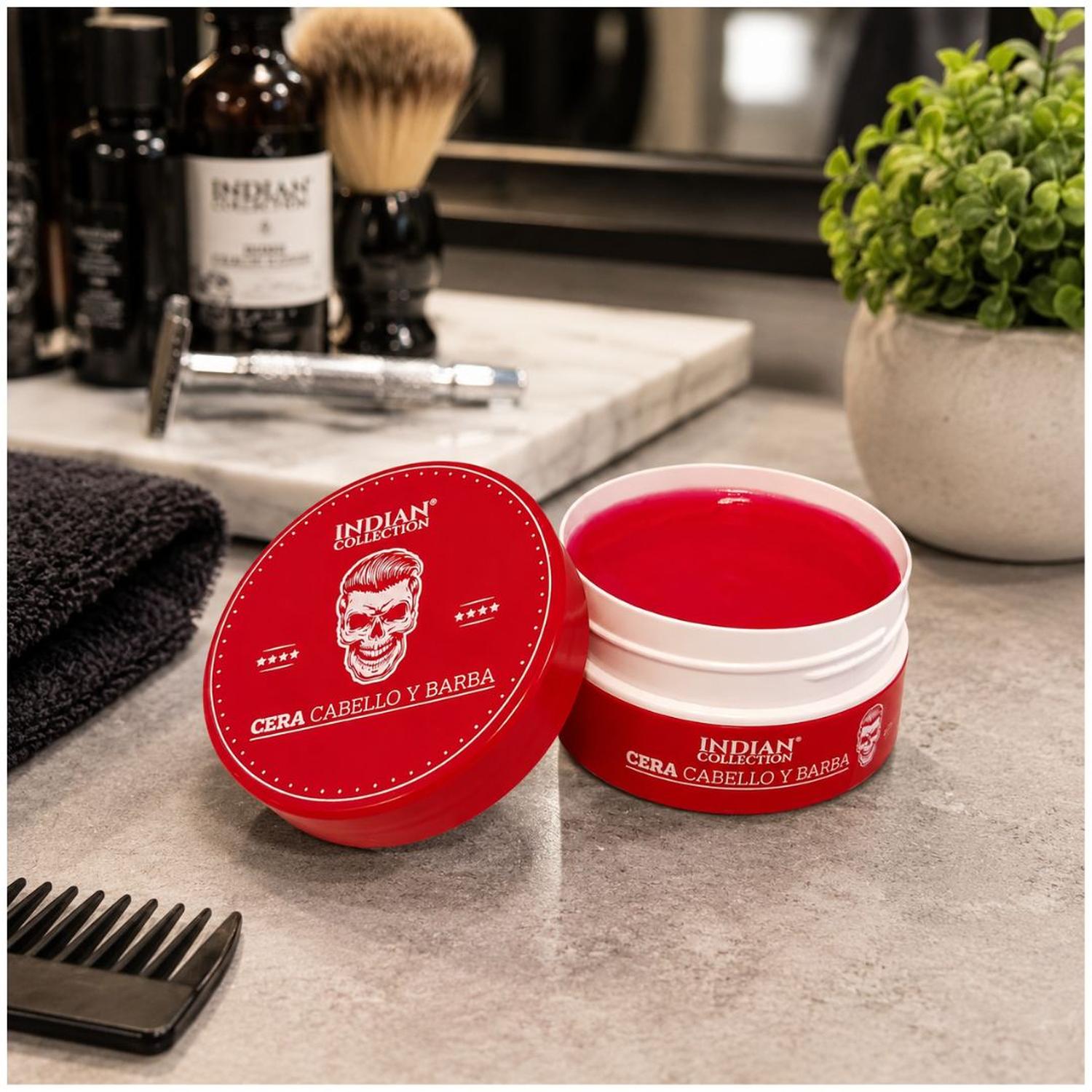 CERA PARA CABELLO Y BARBA INDIAN COLLECTION ROJO 150G ACABADO NATURAL - 4