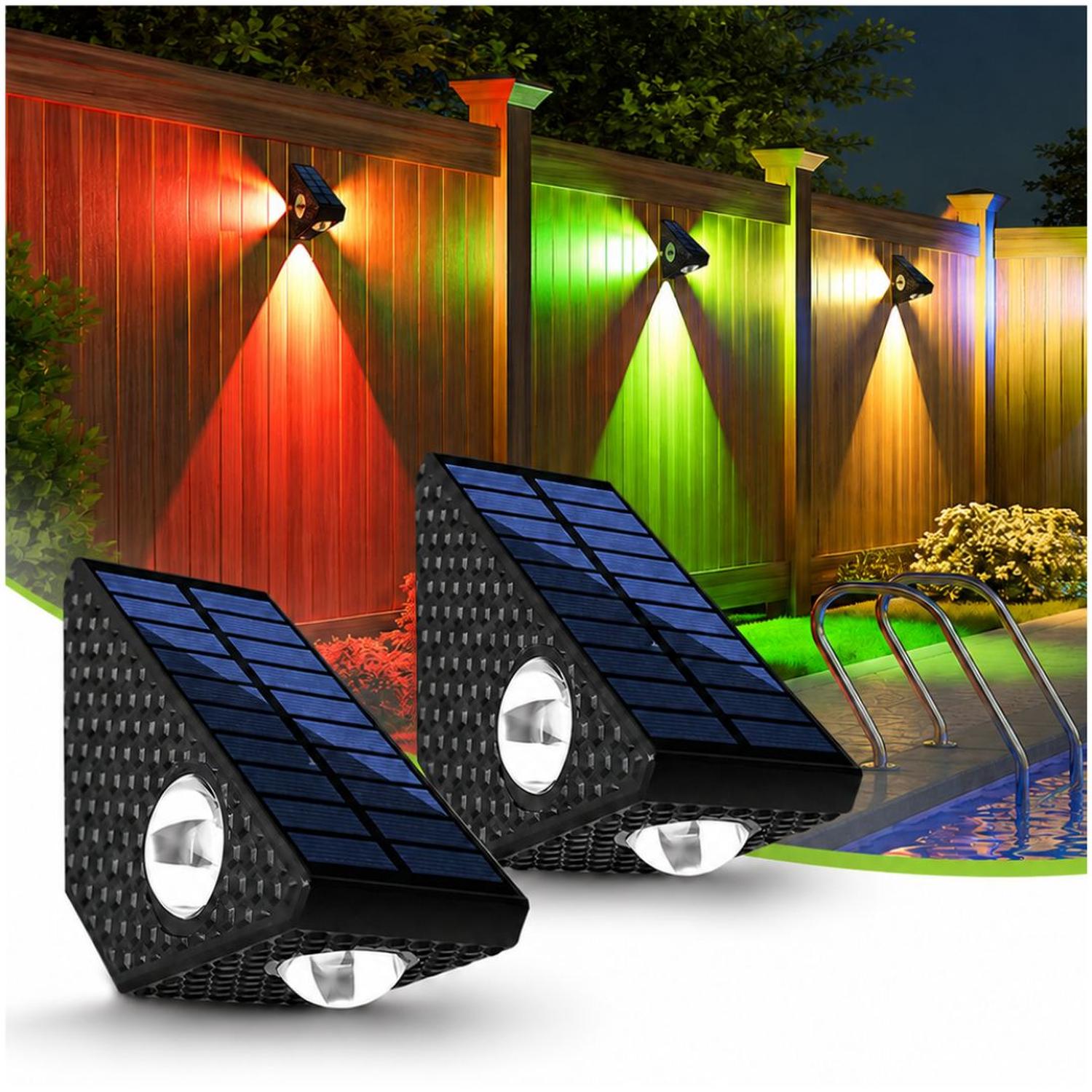 PACK X2 LÁMPARAS SOLARES LED AUTOMÁTICO PARA PARED EXTERIOR 3 MODOS ILUMINACIÓN - 1