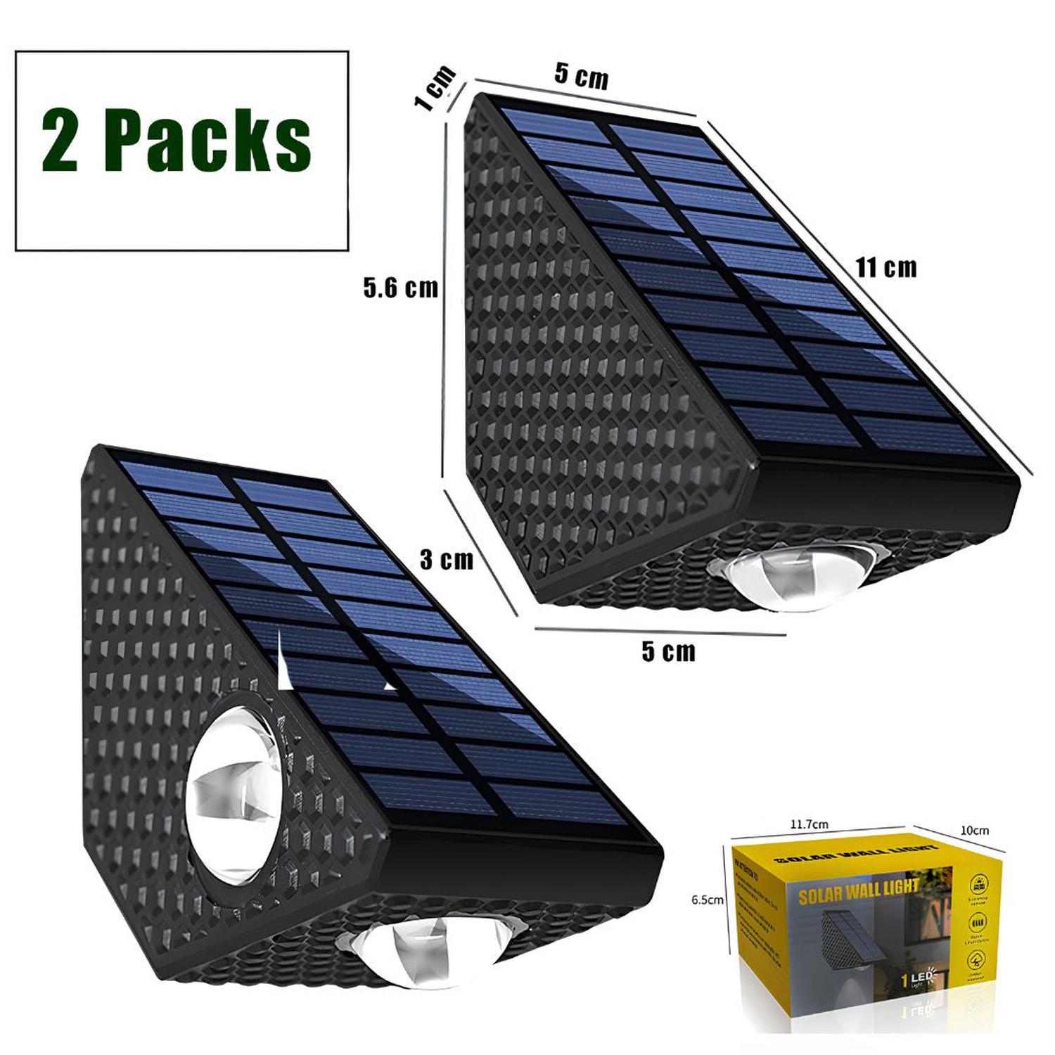 PACK X2 LÁMPARAS SOLARES LED AUTOMÁTICO PARA PARED EXTERIOR 3 MODOS ILUMINACIÓN - 7