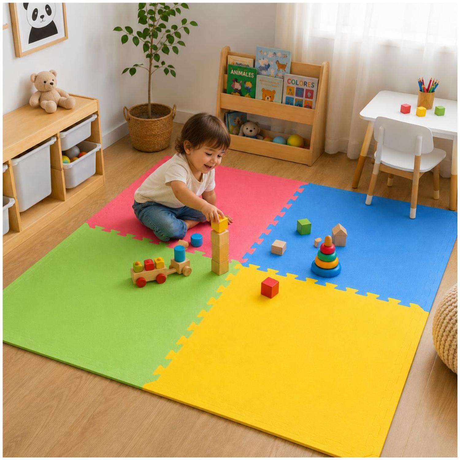 PACK X4 PISO ESPUMA INFANTIL 120X120CM TAPETE ACOLCHADO ANTIDESLIZANTE BEBÉS Y NIÑOS - 1