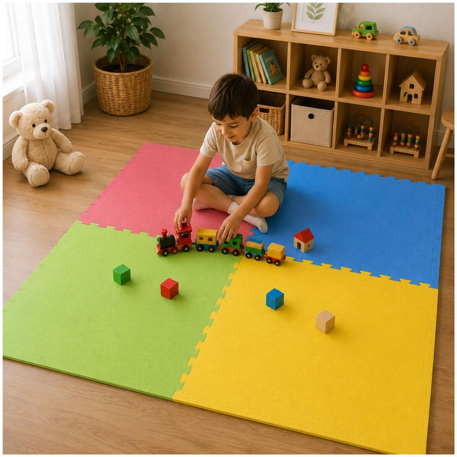 PACK X4 PISO ESPUMA INFANTIL 120X120CM TAPETE ACOLCHADO ANTIDESLIZANTE BEBÉS Y NIÑOS - 4