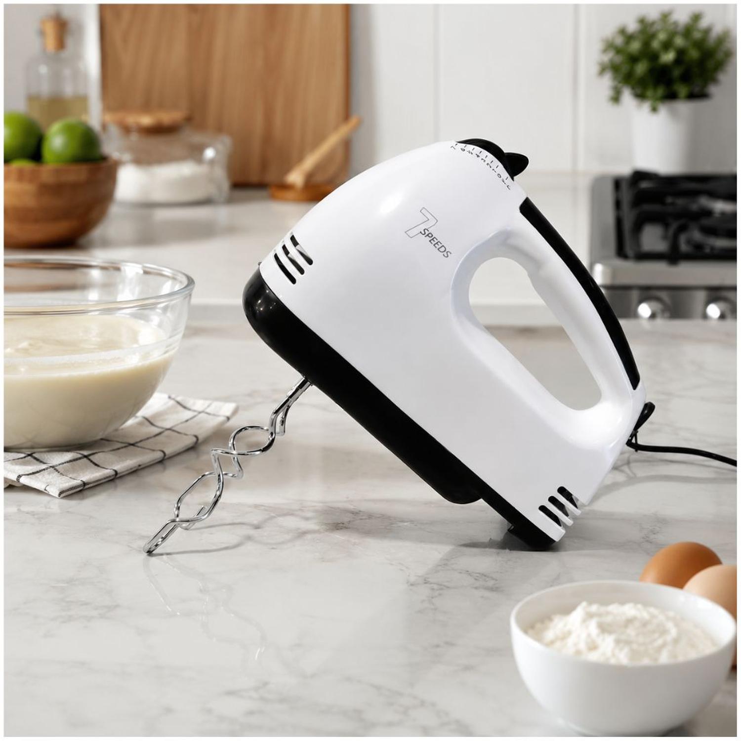 BATIDORA DE MANO CON VARILLAS GANCHOS REPOSTERÍA COCINA 7 VELOCIDADES - 2