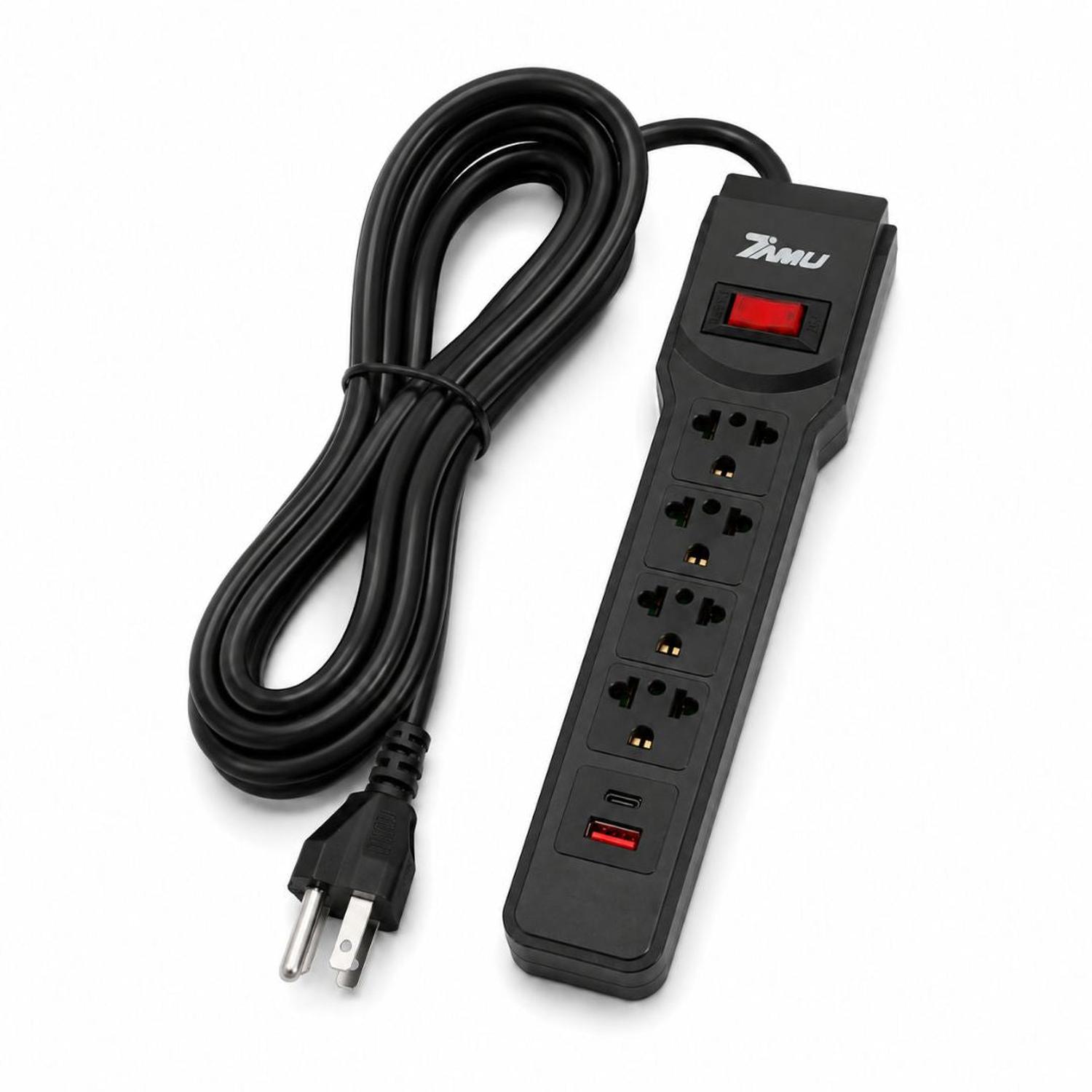 SUPRESOR DE PICOS EXTENSIÓN ELÉCTRICA DE 3 METROS 7 EN 1 TOMACORRIENTES USB TIPO C - 1